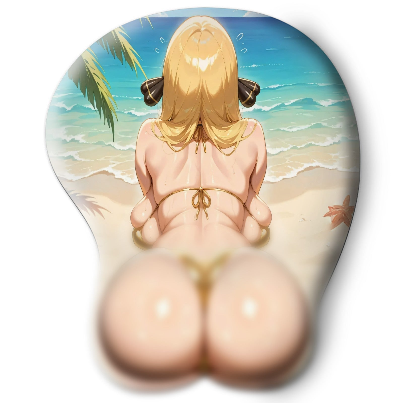 3D butt Anime Mouse Pad with Silicone Wrist Support, Non-Slip Ergonomic Shape, Pokemon anime Character Cynthia #02