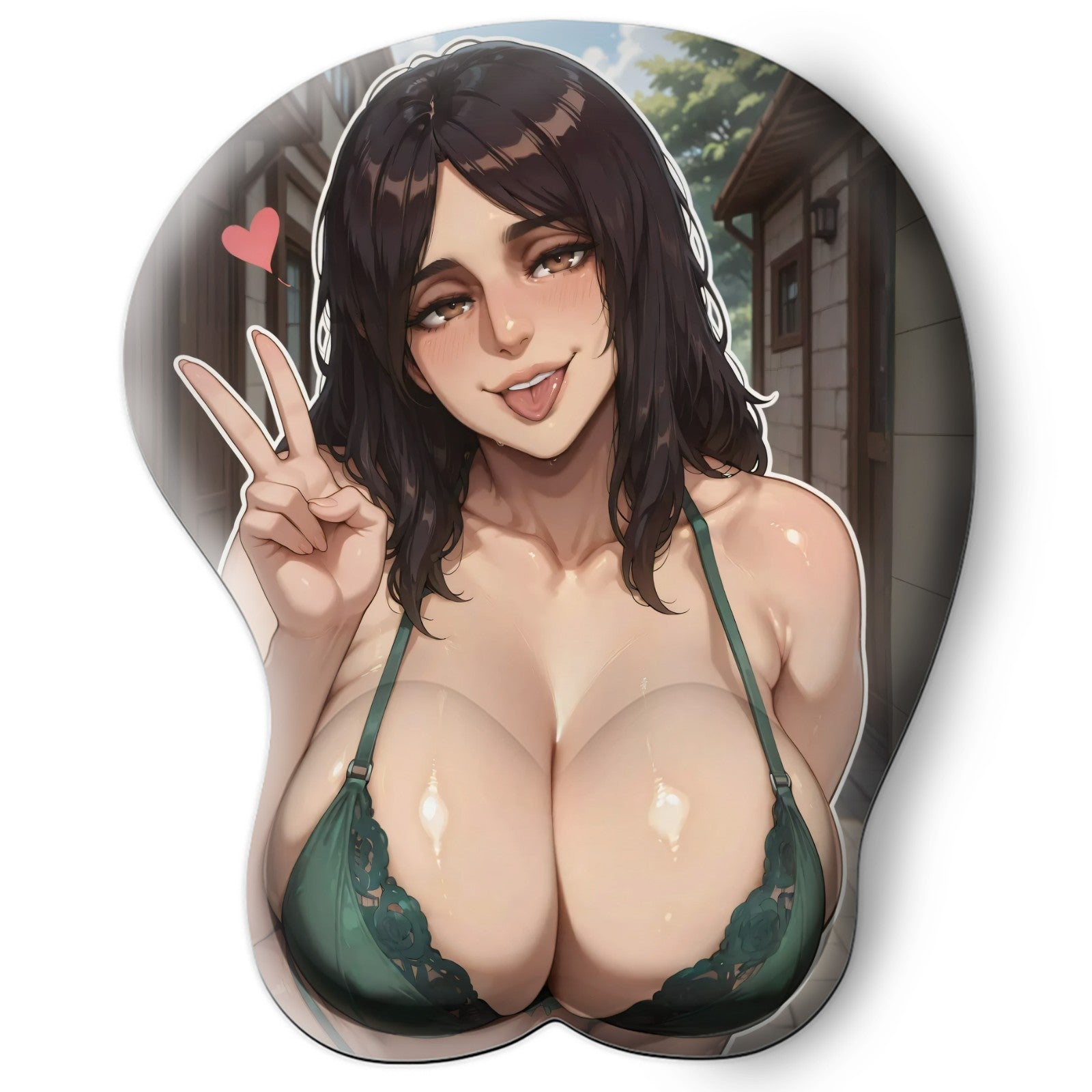 3D oppai Anime Mouse Pad with Silicone Wrist Support, Non-Slip Ergonomic Shape, Attack on Titan Anime Character Pieck #01