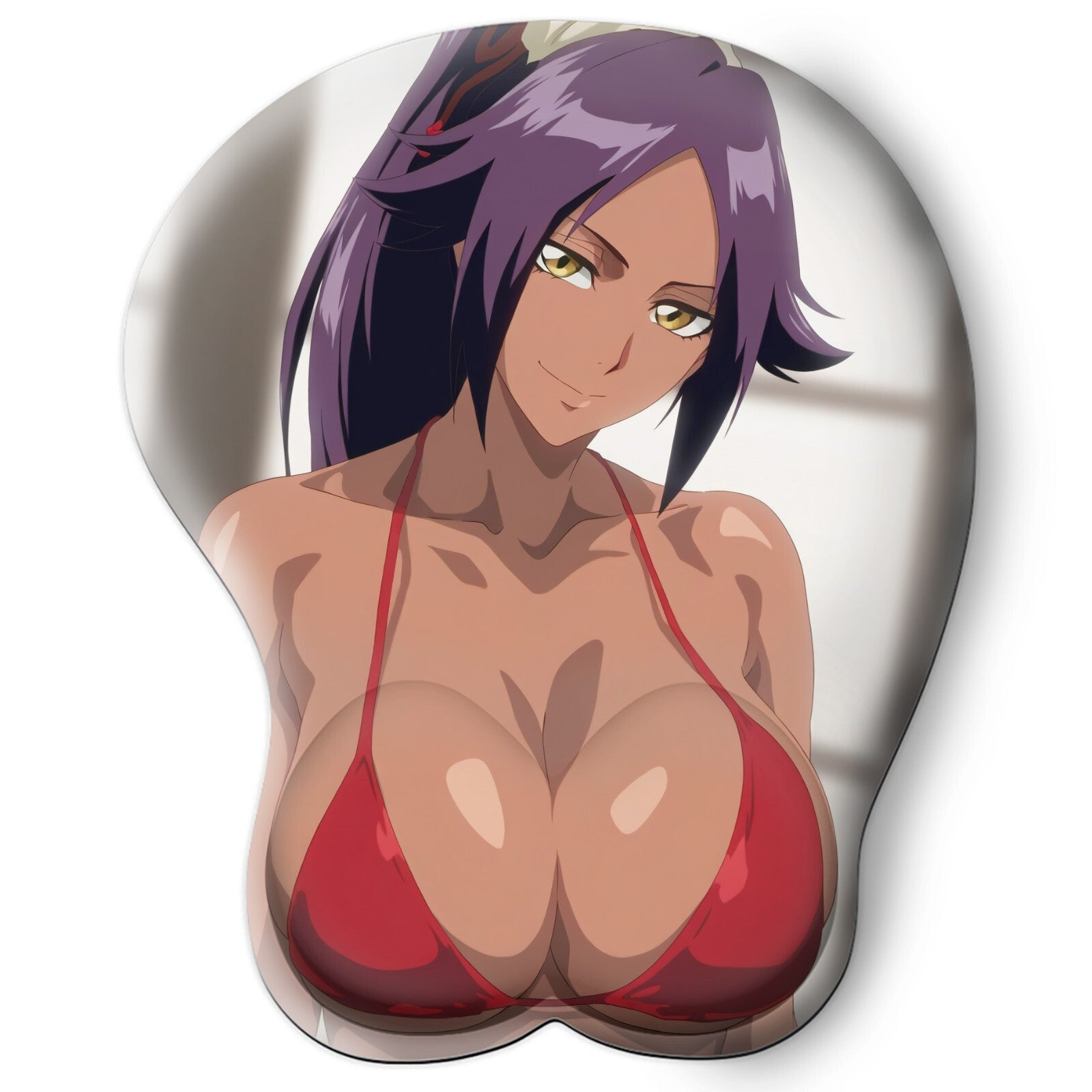 3D oppai Anime Mouse Pad with Silicone Wrist Support, Non-Slip Ergonomic Shape, Bleach Anime Character Yoruichi #02
