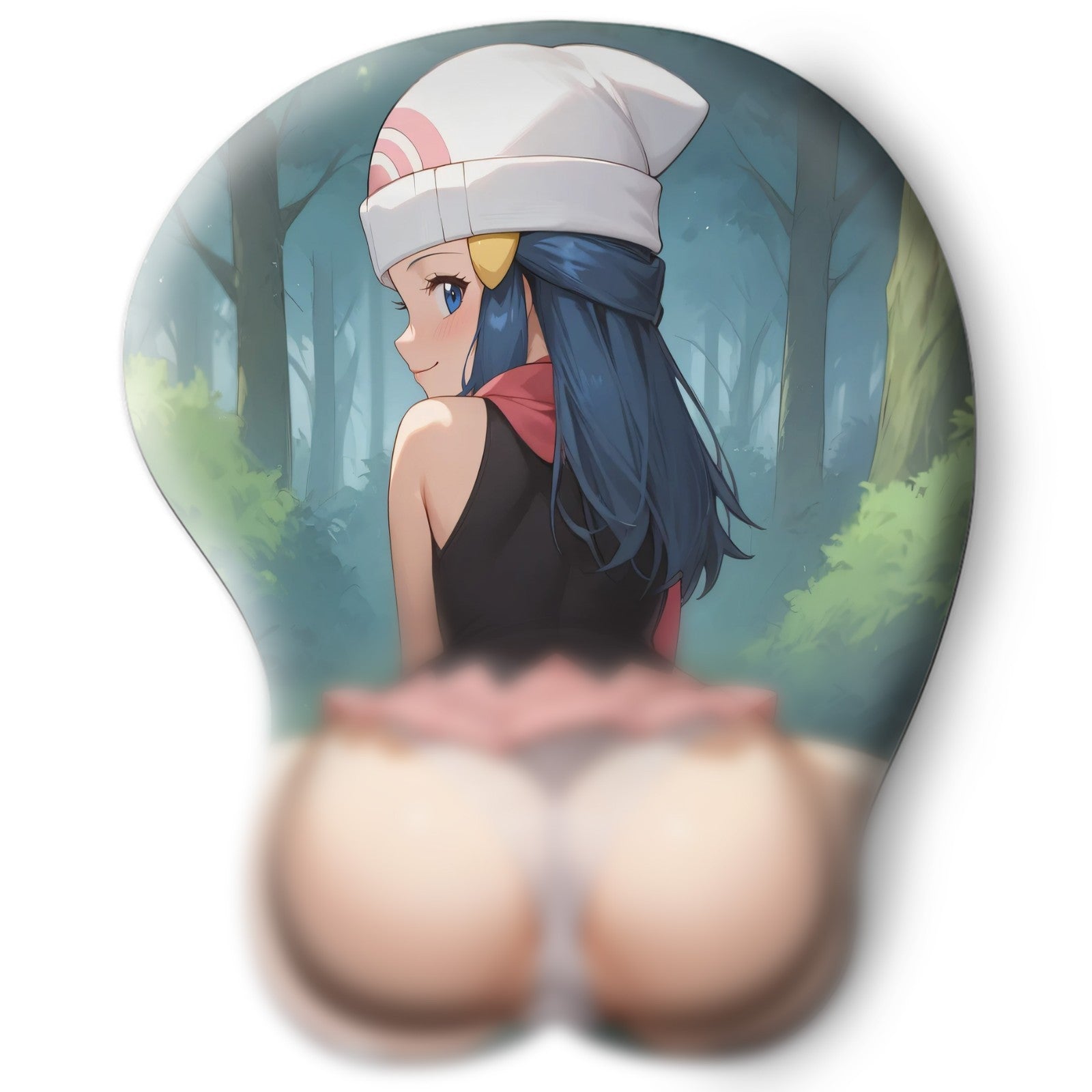 3D butt Anime Mouse Pad with Silicone Wrist Support, Non-Slip Ergonomic Shape, Pokemon anime Character Dawn  #02
