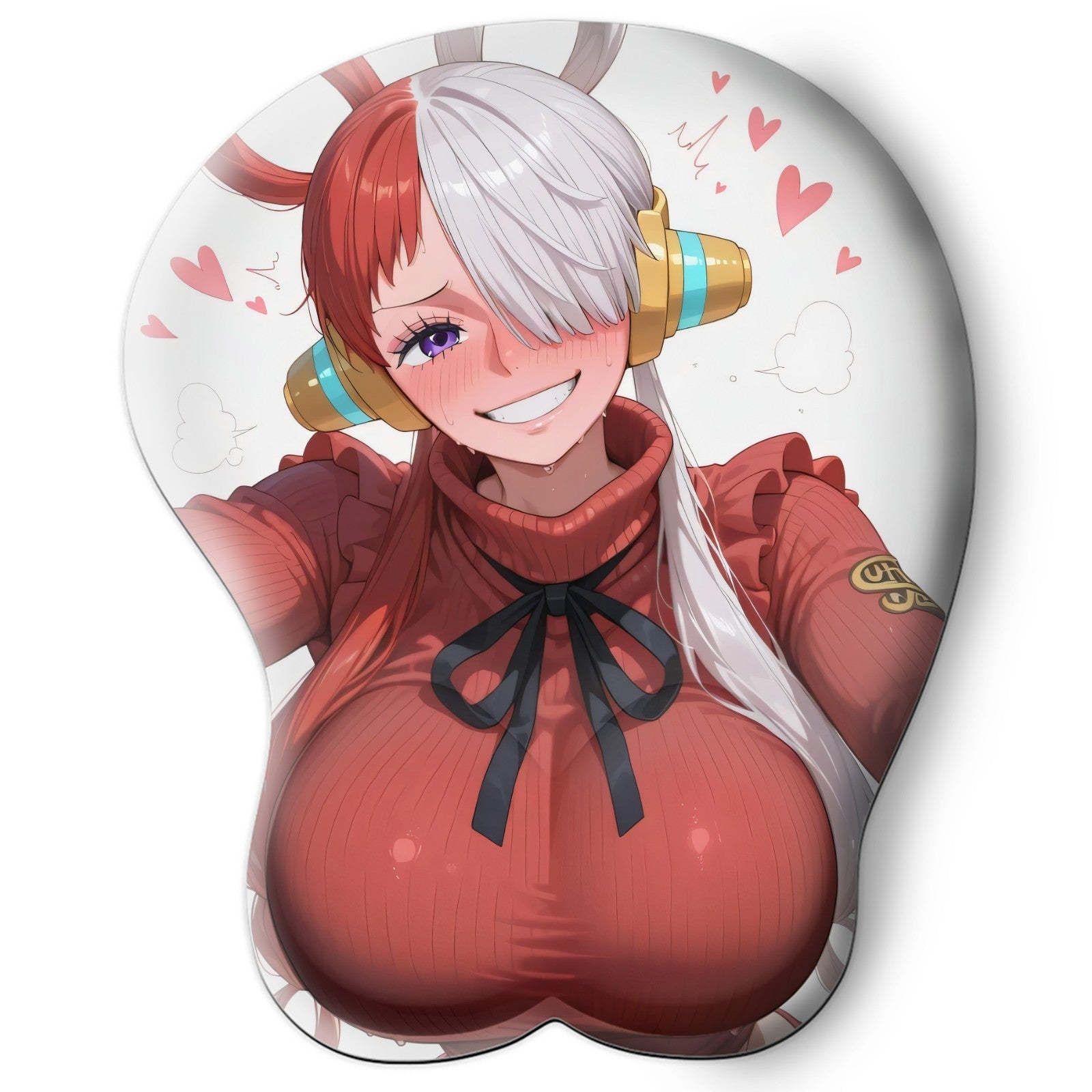 3D oppai Anime Mouse Pad with Silicone Wrist Support, Non-Slip Ergonomic Shape, One Piece Anime Character Uta #01