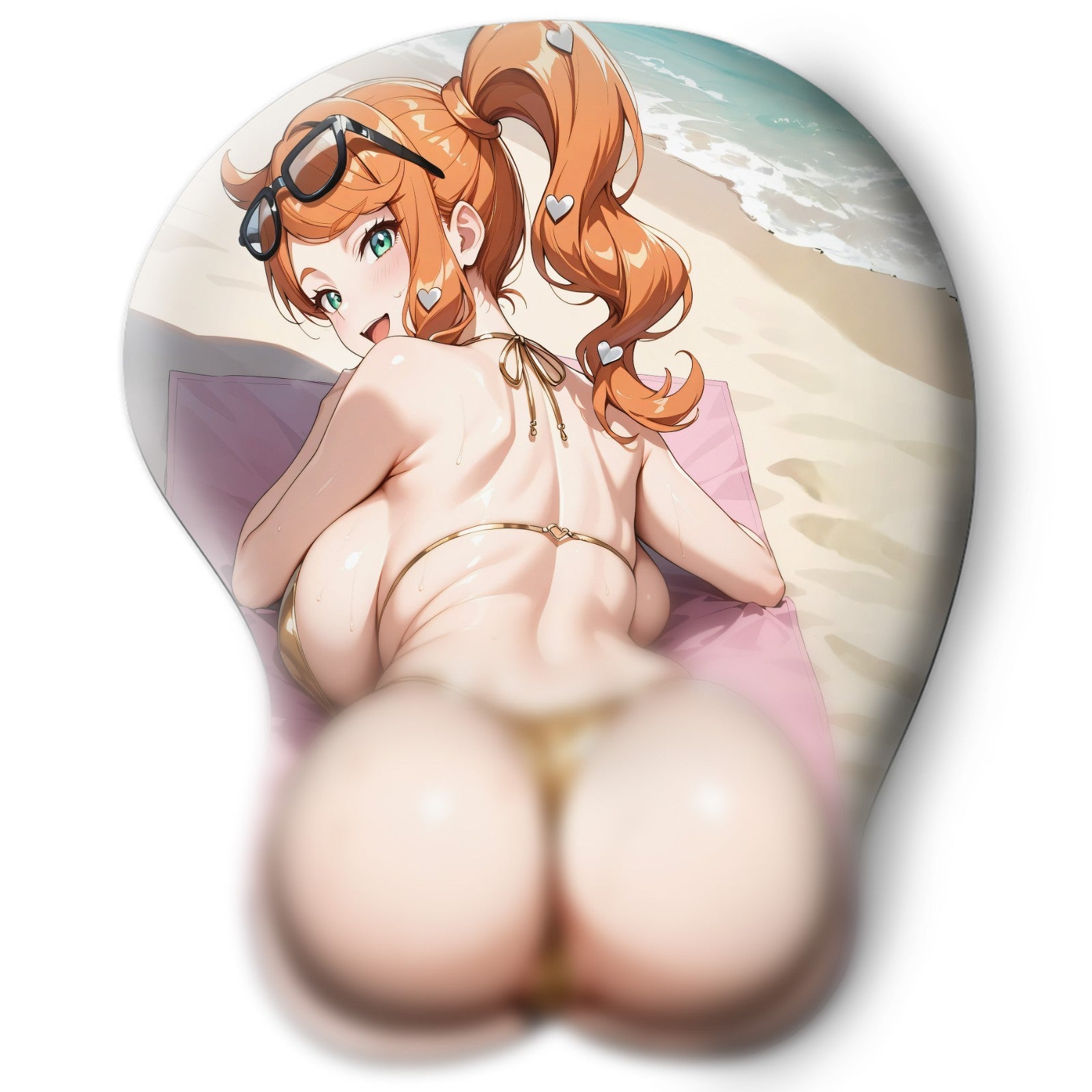 3D butt Anime Mouse Pad with Silicone Wrist Support, Non-Slip Ergonomic Shape, Pokemon anime Character Sonia #02