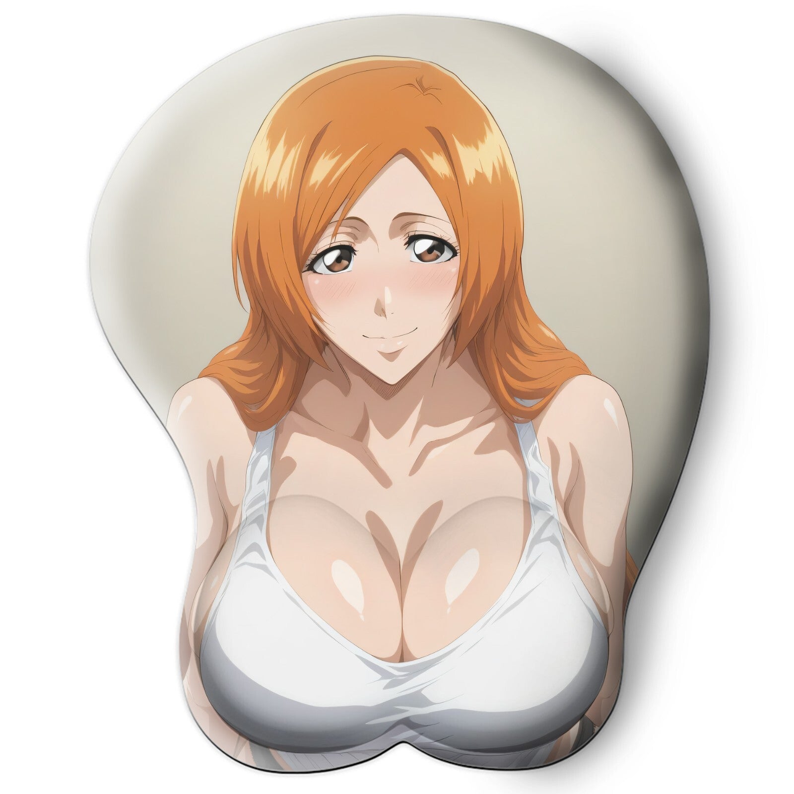 3D oppai Anime Mouse Pad with Silicone Wrist Support, Non-Slip Ergonomic Shape, Bleach Anime Character Orihime Inoui #01