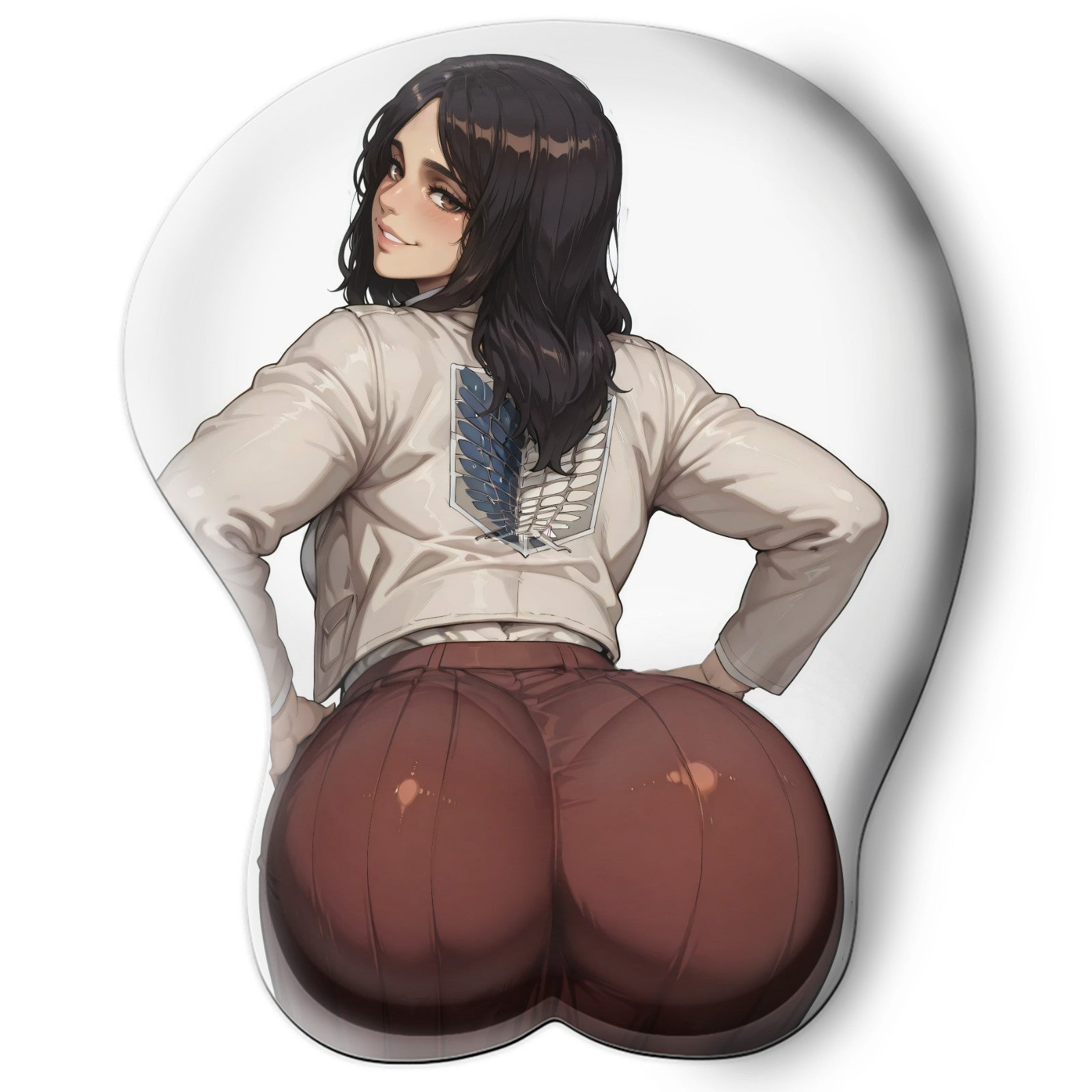 3D butt Anime Mouse Pad with Silicone Wrist Support, Non-Slip Ergonomic Shape, Attack on Titan anime Character Pieck #02