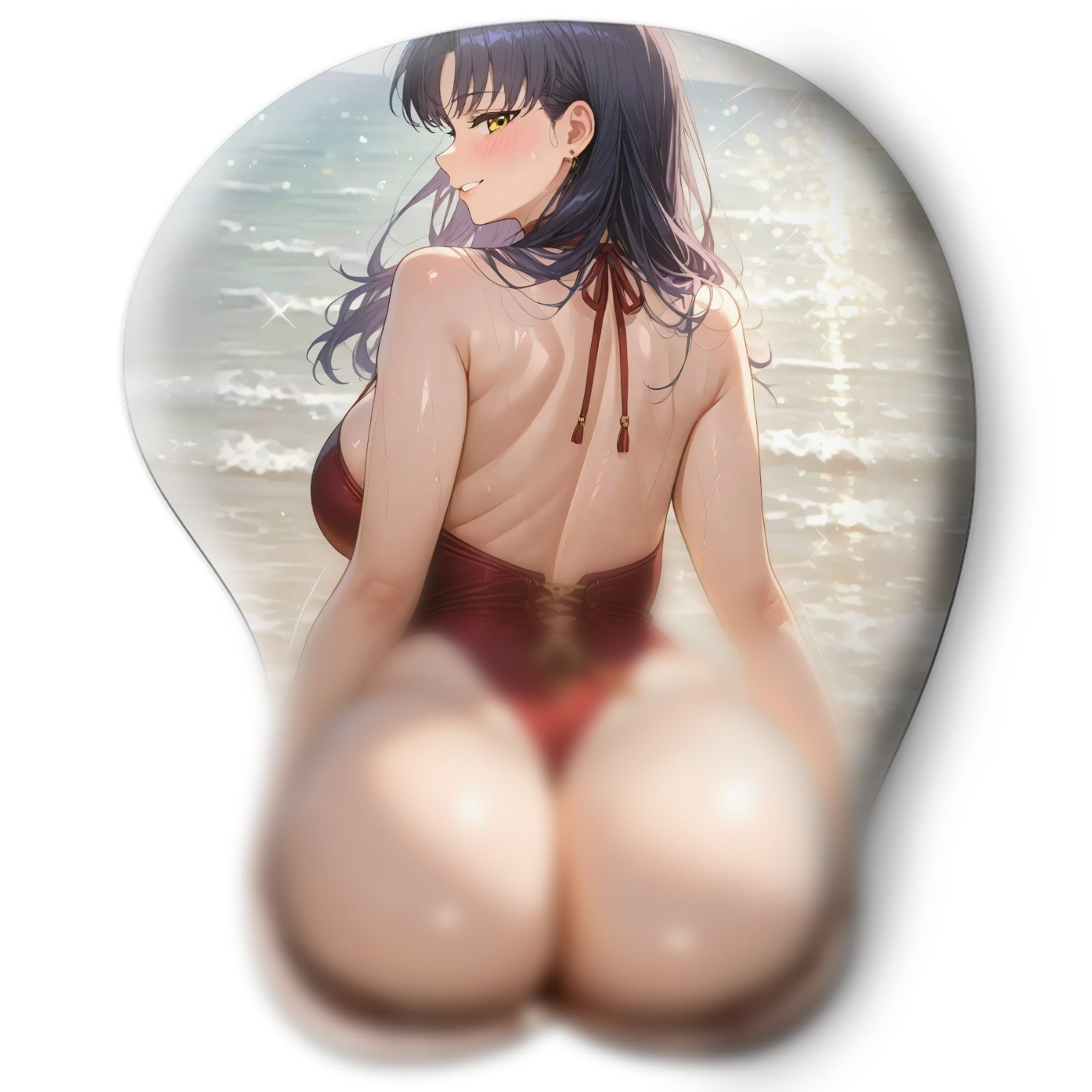 3D butt Anime Mouse Pad with Silicone Wrist Support, Non-Slip Ergonomic Shape, Evangelion anime Character Misato #02