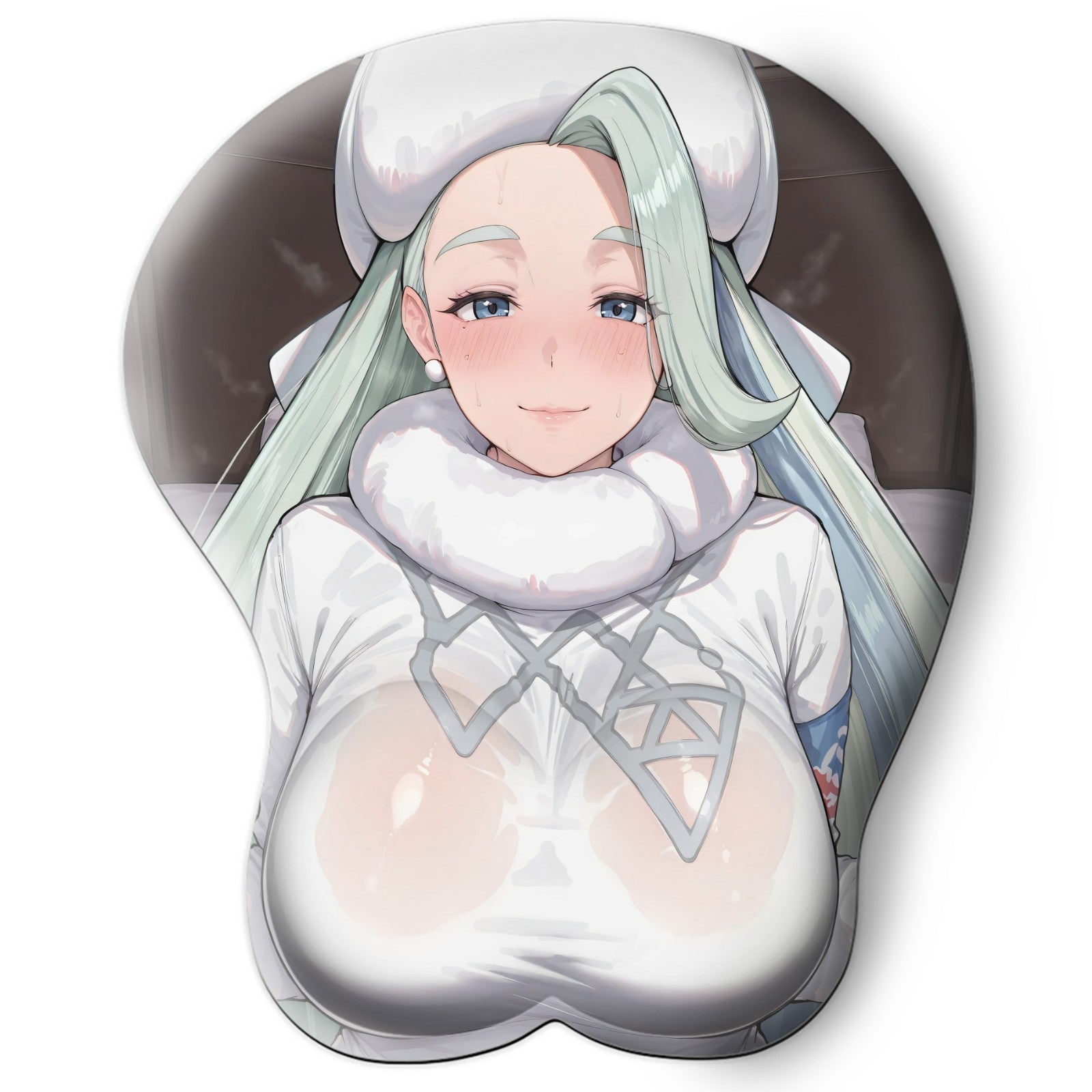 3D oppai Anime Mouse Pad with Silicone Wrist Support, Non-Slip Ergonomic Shape, Pokemon Anime Character Melony #01