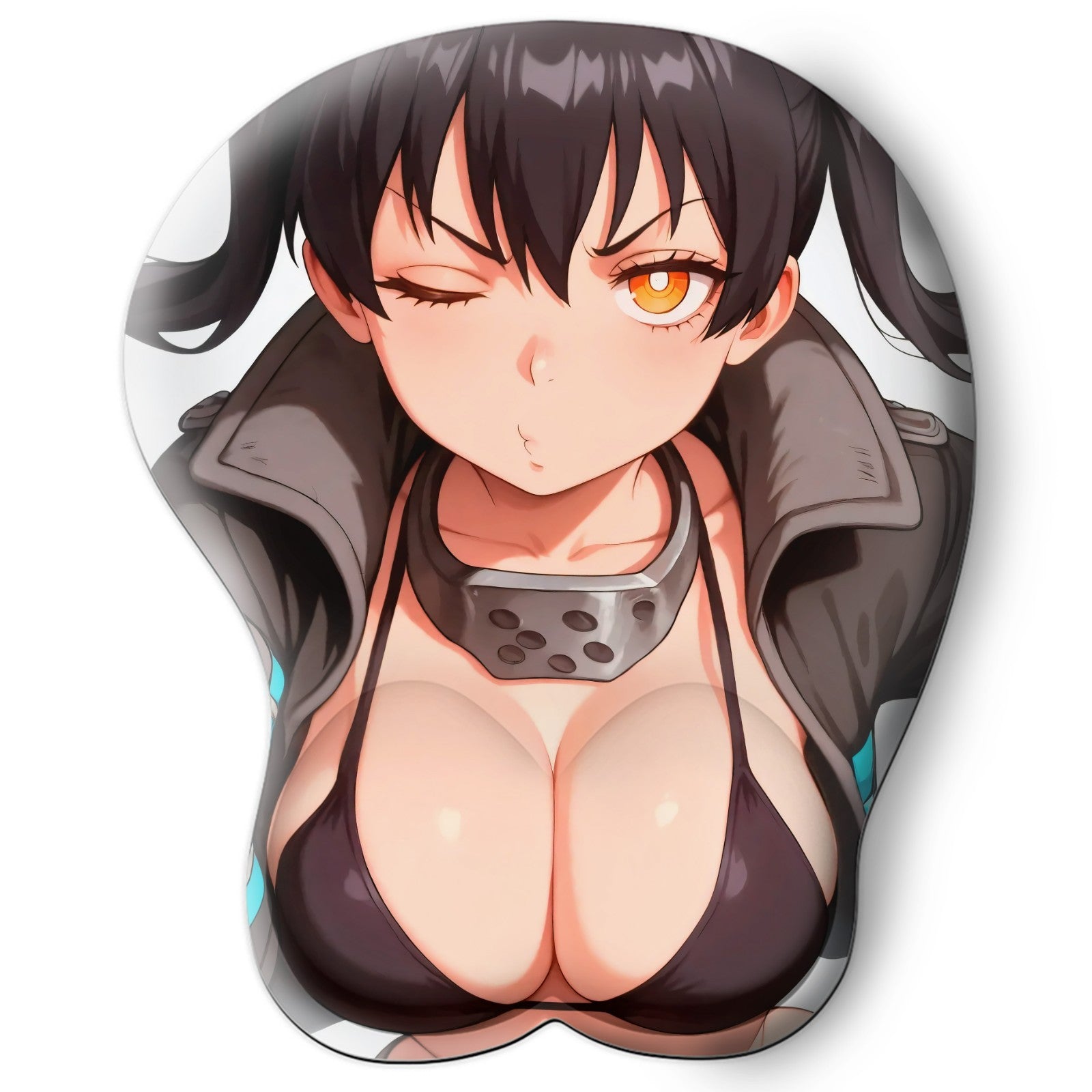 3D oppai Anime Mouse Pad with Silicone Wrist Support, Non-Slip Ergonomic Shape, Fire Force Anime Character Tamaki Kotatsu #01