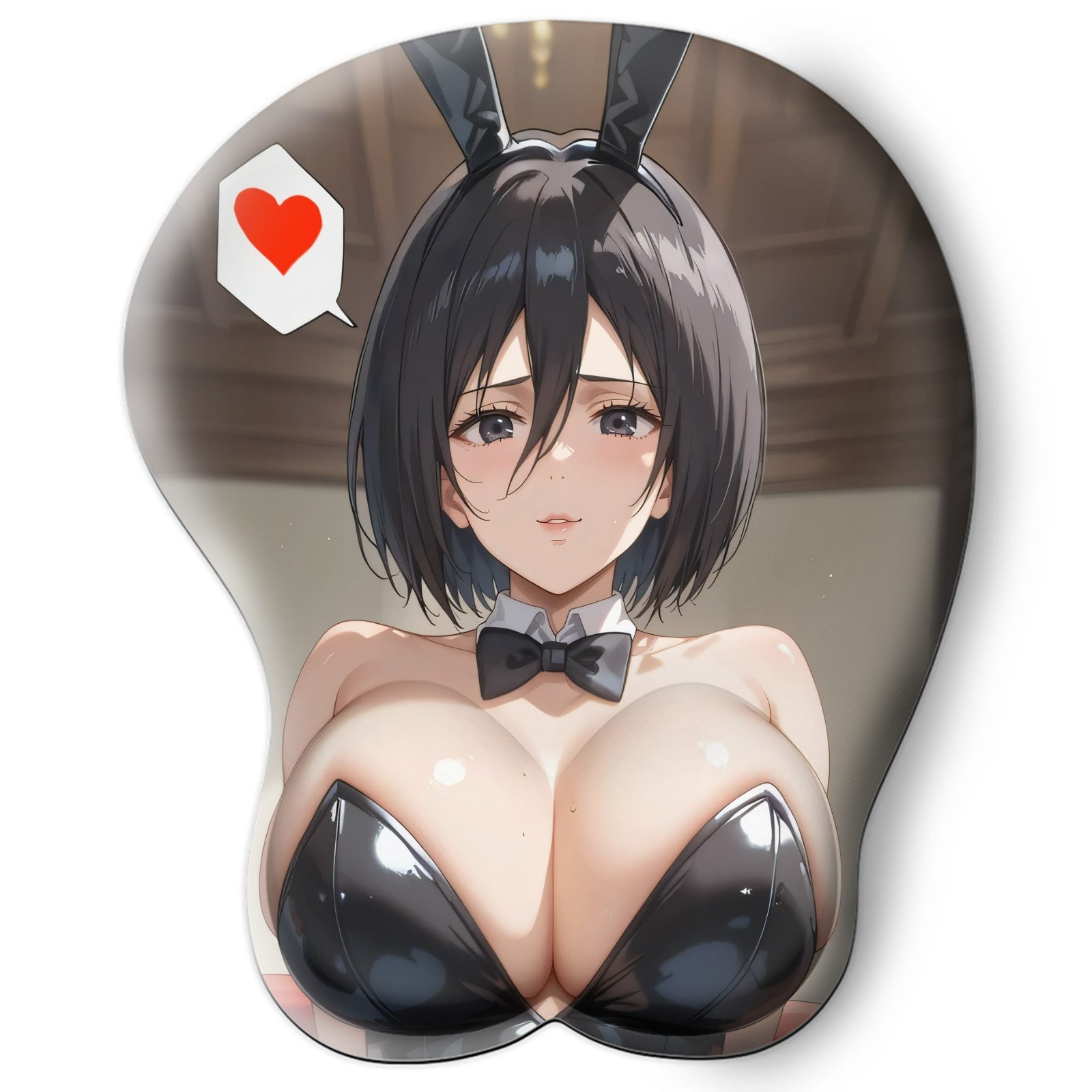 3D oppai Anime Mouse Pad with Silicone Wrist Support, Non-Slip Ergonomic Shape, Attack on Titan anime Character Mikasa #01