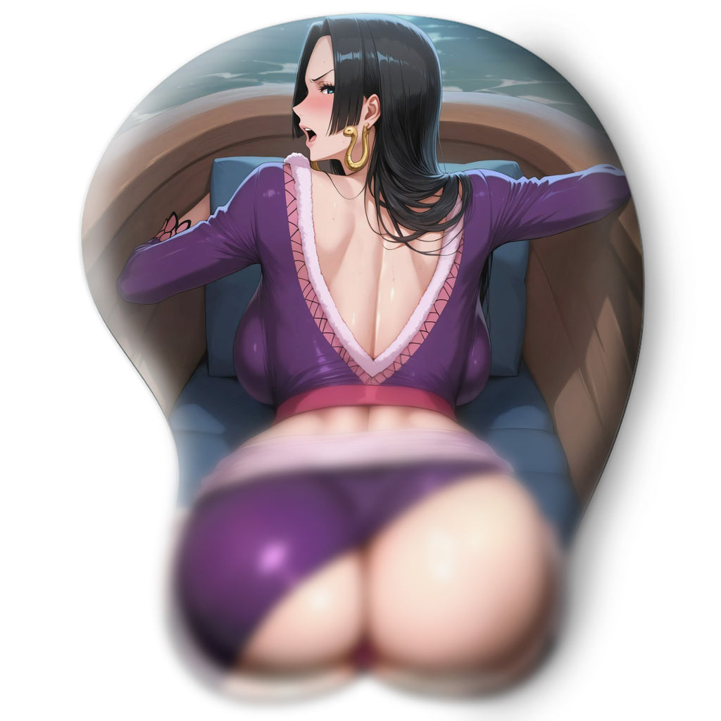 3D butt Anime Mouse Pad with Silicone Wrist Support, Non-Slip Ergonomic Shape, One Piece anime Character Boa Hancock #02