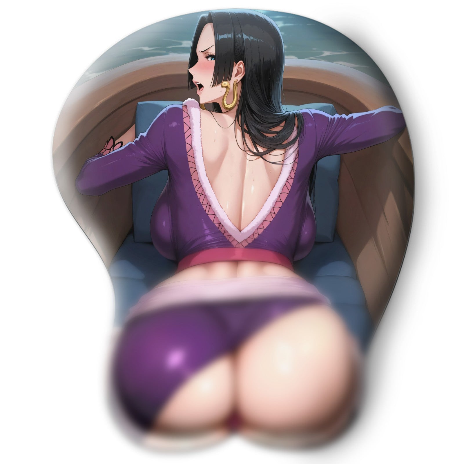 3D butt Anime Mouse Pad with Silicone Wrist Support, Non-Slip Ergonomic Shape, One Piece anime Character Boa Hancock #02