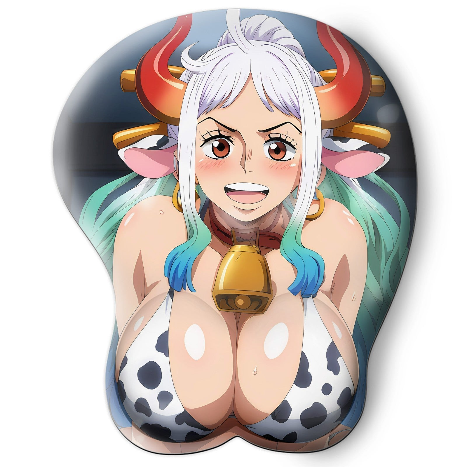 3D oppai Anime Mouse Pad with Silicone Wrist Support, Non-Slip Ergonomic Shape, One Piece Anime Character Yamato #01