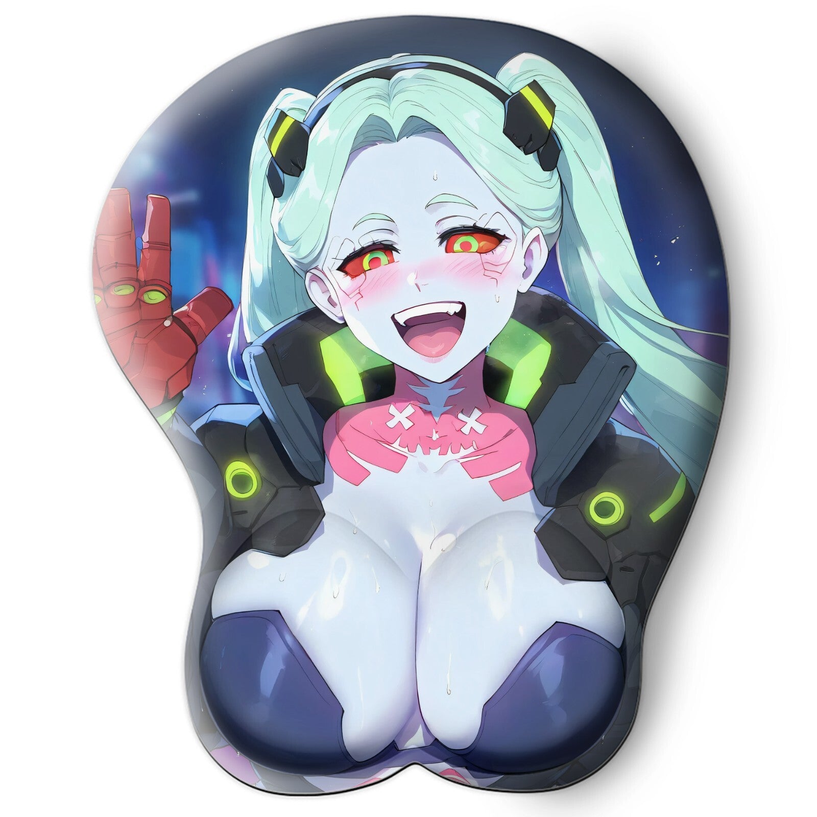 3D Oppai Anime Mouse Pad with Wrist Rest by Cyberpunk Rebecca #01