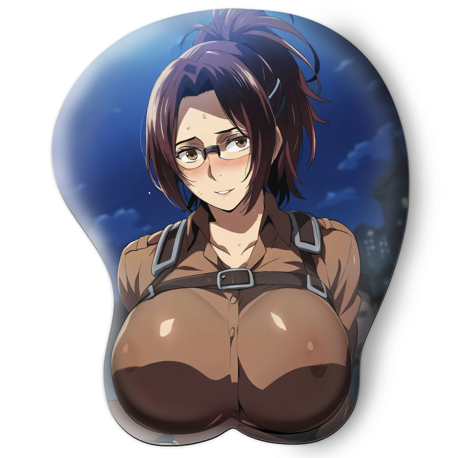 3D oppai Anime Mouse Pad with Silicone Wrist Support, Non-Slip Ergonomic Shape, Attack on Titan anime CharacterHange #01