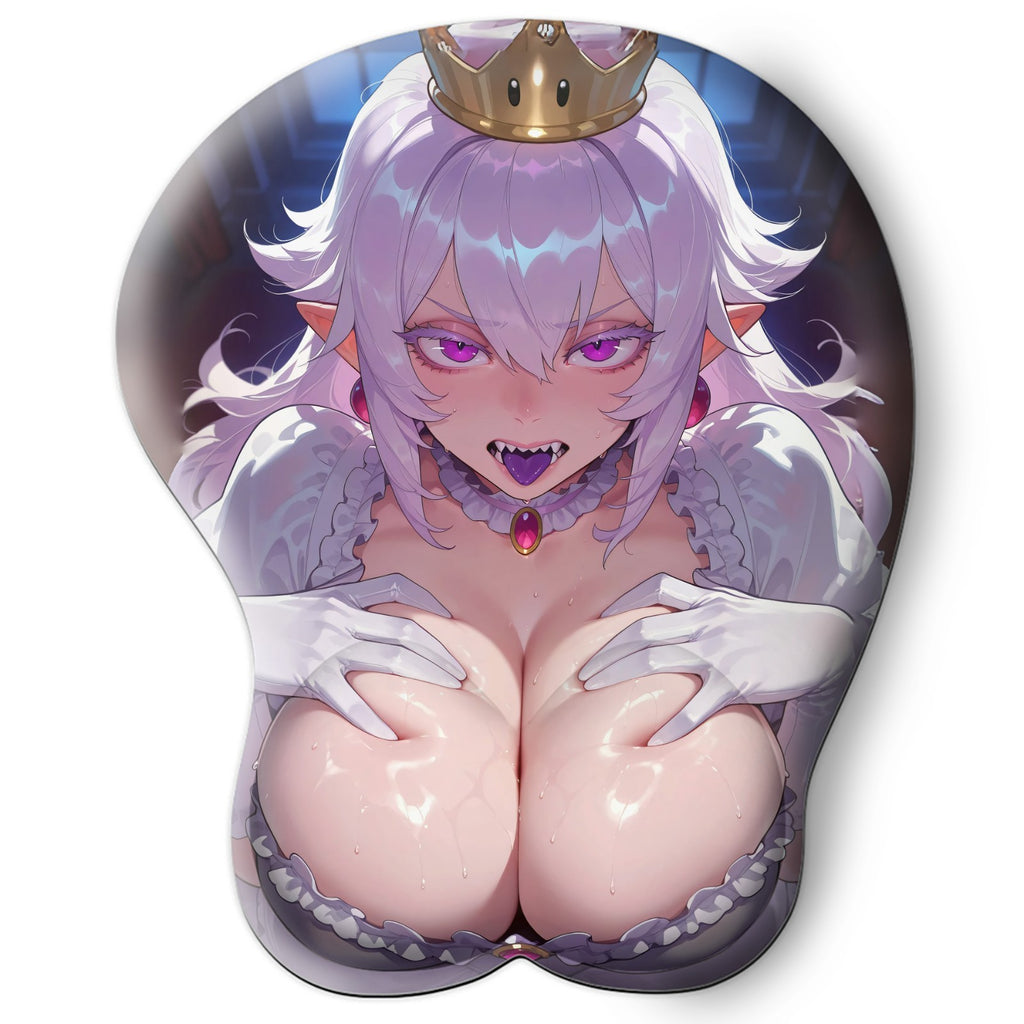3D oppai Anime Mouse Pad with Silicone Wrist Support, Non-Slip Ergonomic Shape, Super Mario Game Character Boosette #01