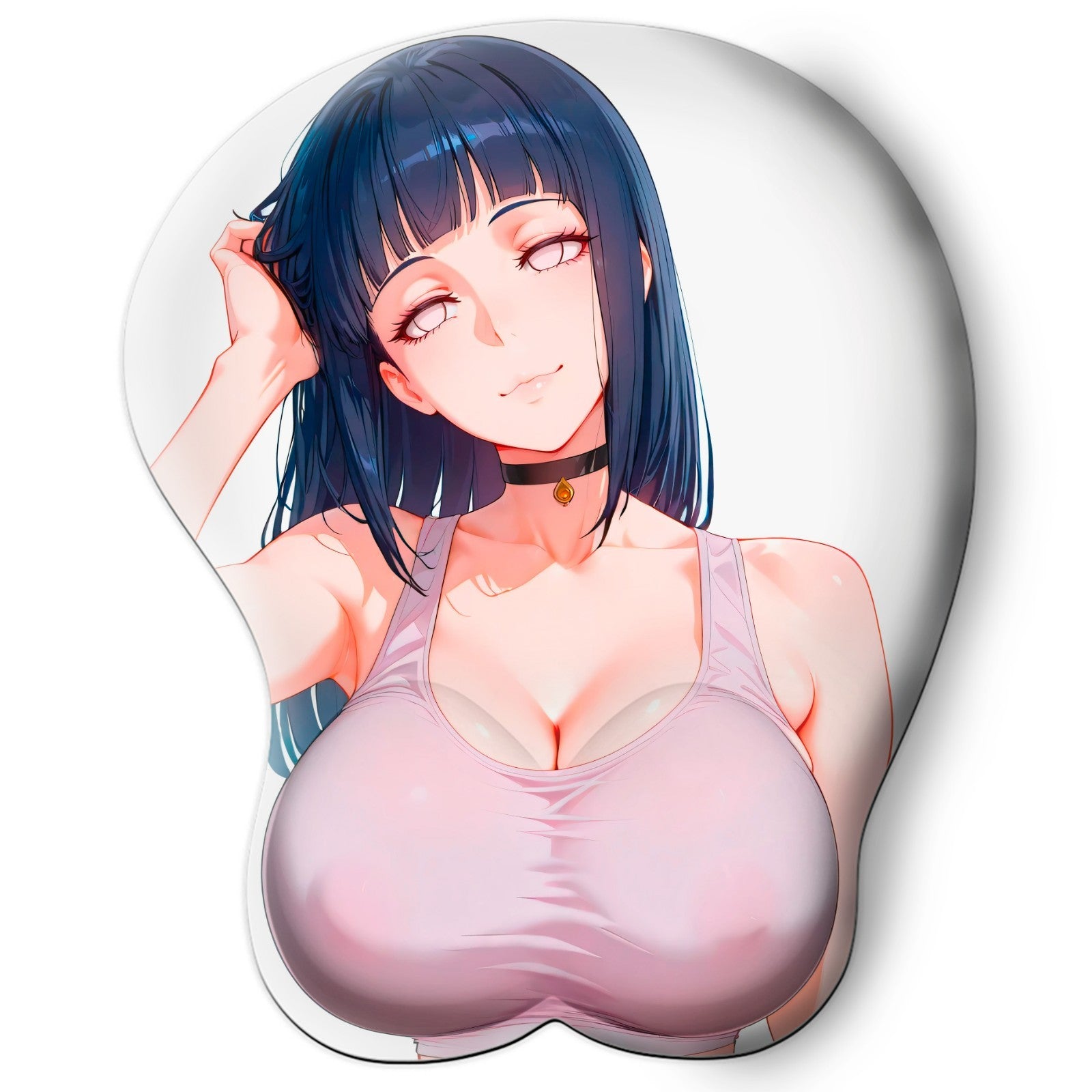 3D oppai Anime Mouse Pad with Silicone Wrist Support, Non-Slip Ergonomic Shape,Naruto anime Character Hinata Hyuga #01
