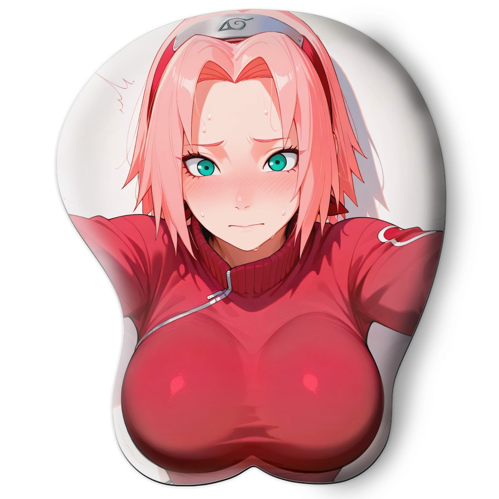 3D oppai Anime Mouse Pad with Silicone Wrist Support, Non-Slip Ergonomic Shape, Naruto Anime Character Sakura Haruno #01