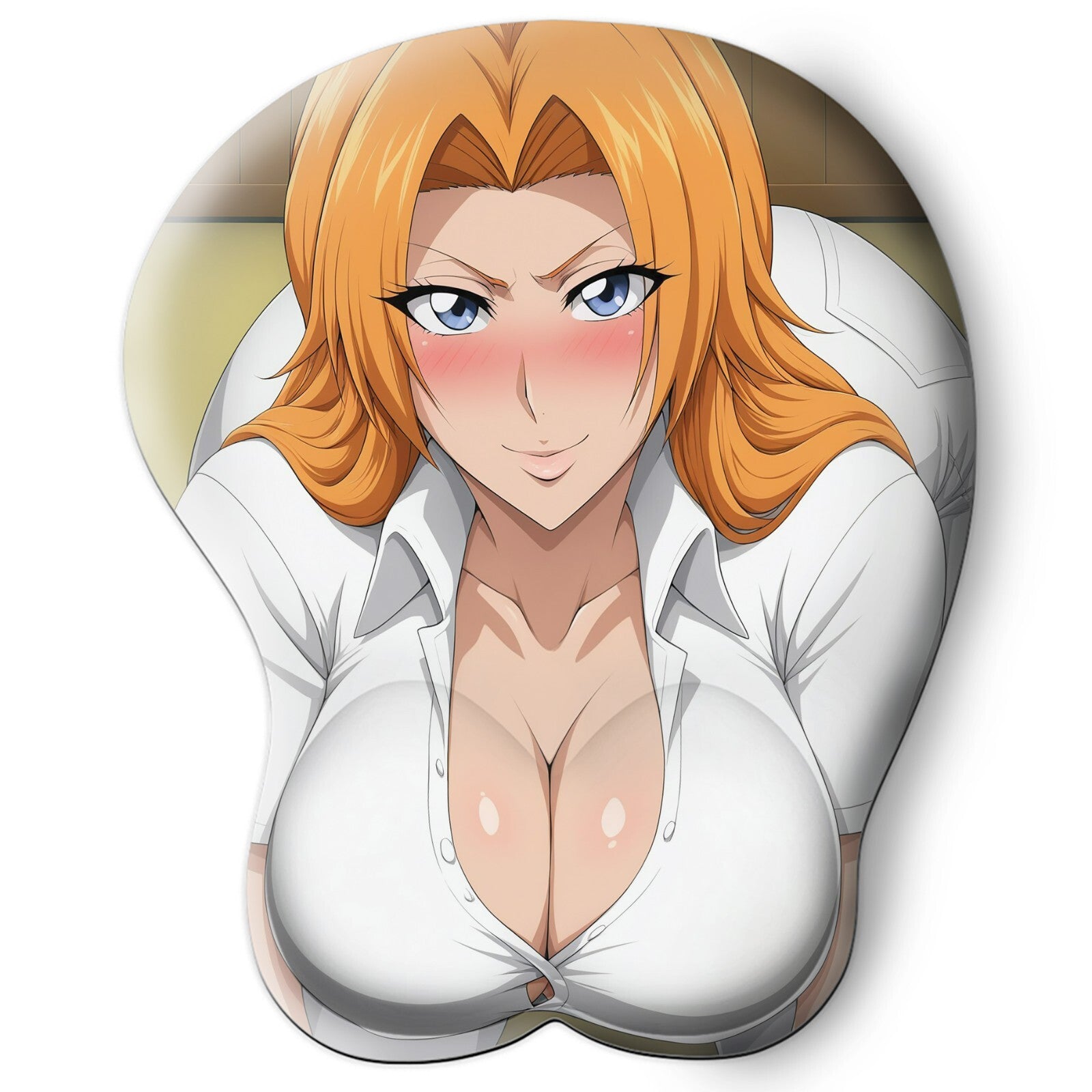 3D oppai Anime Mouse Pad with Silicone Wrist Support, Non-Slip Ergonomic Shape,Bleach Anime Character Rangiku Matsumoto #01