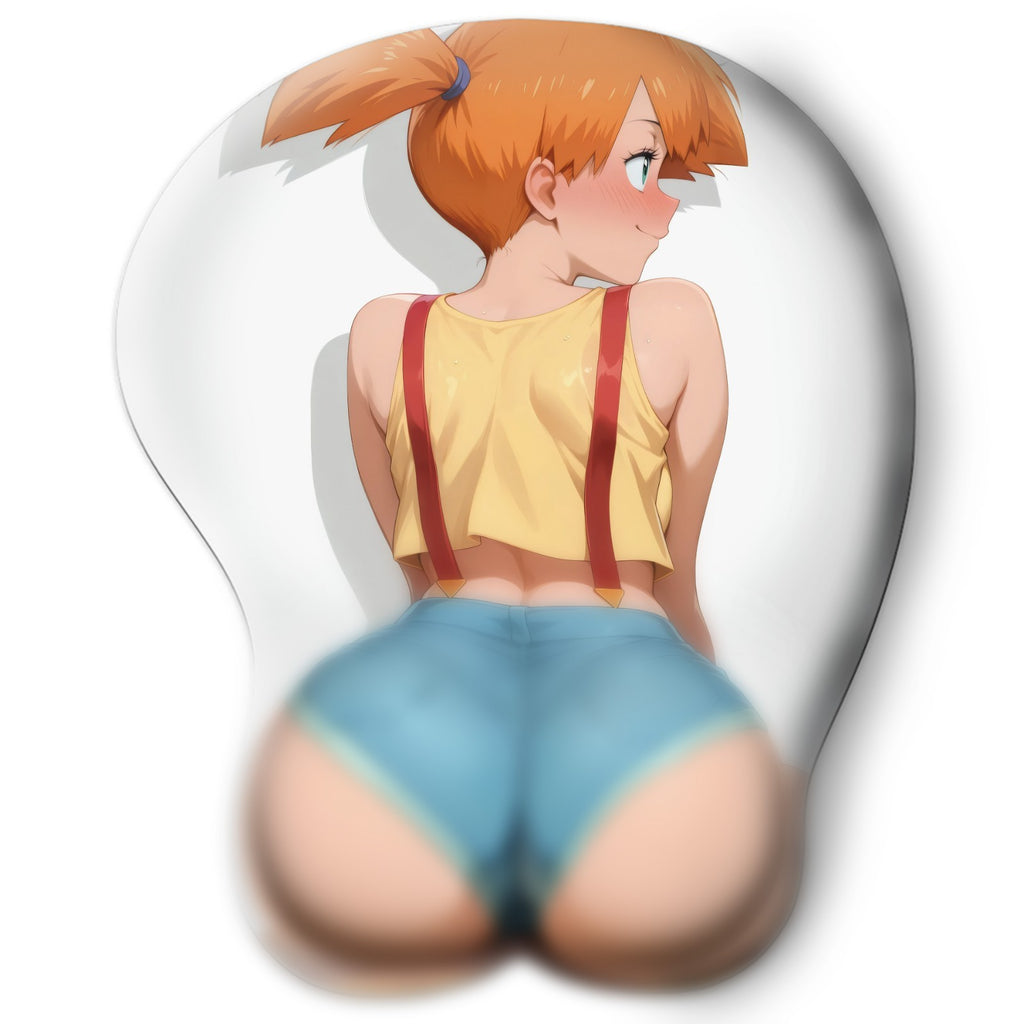 3D butt Anime Mouse Pad with Silicone Wrist Support, Non-Slip Ergonomic Shape, Pokemon anime Character Misty #02