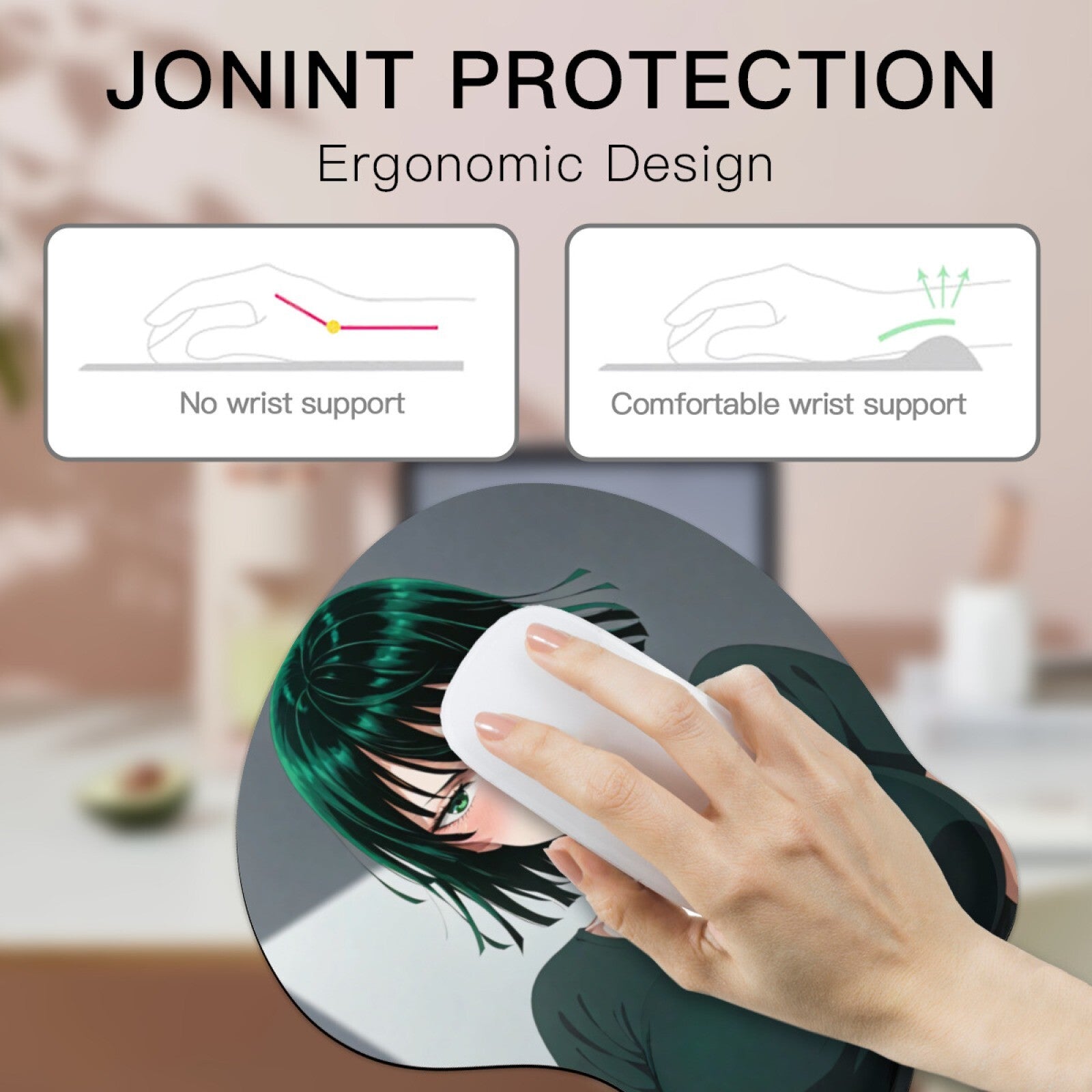 3D Oppai Anime Mouse Pad with Wrist Rest by One punch man Fubuki #01