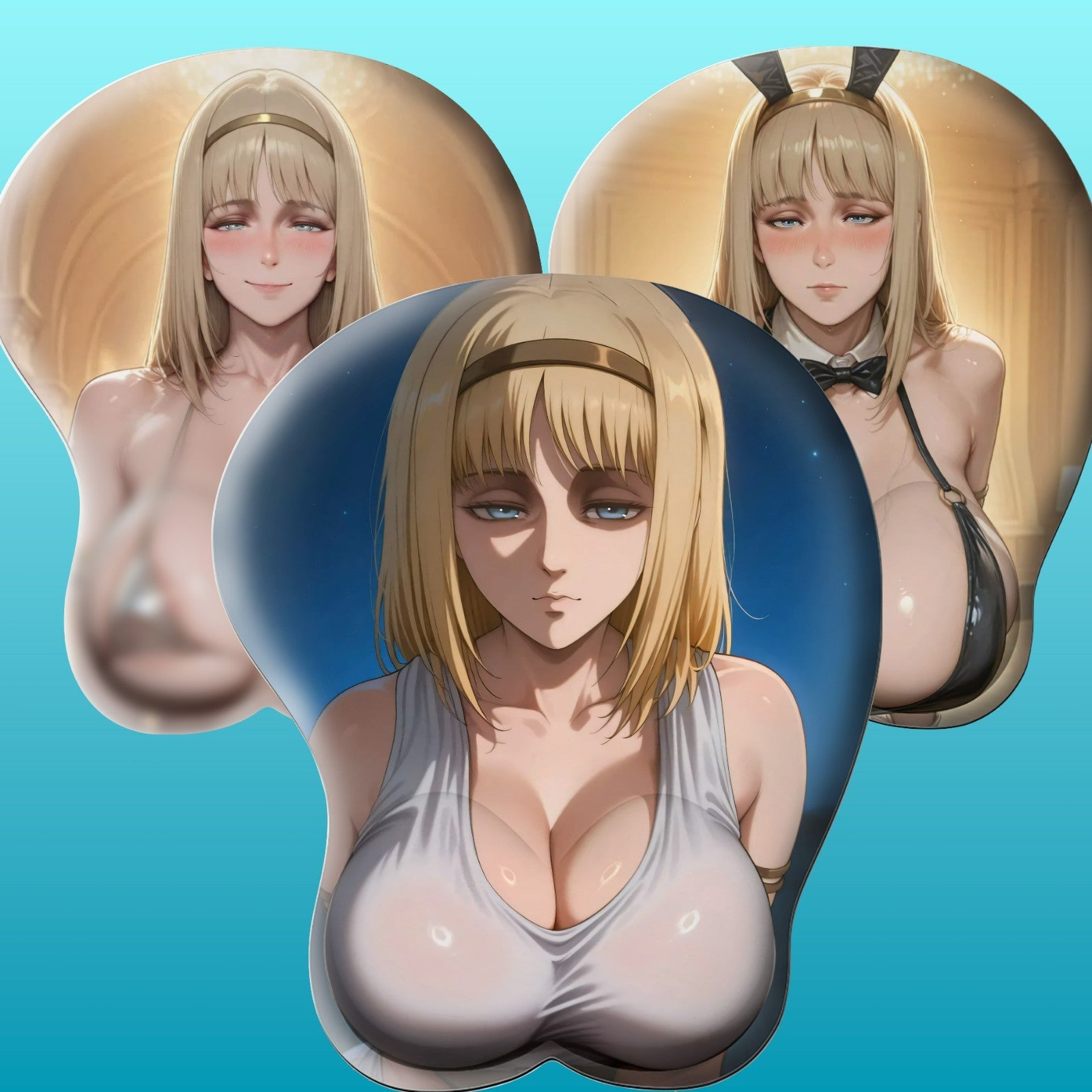 3D Oppai Anime Mouse Pad with Ergonomic Wrist Support XL, New Ymir #01