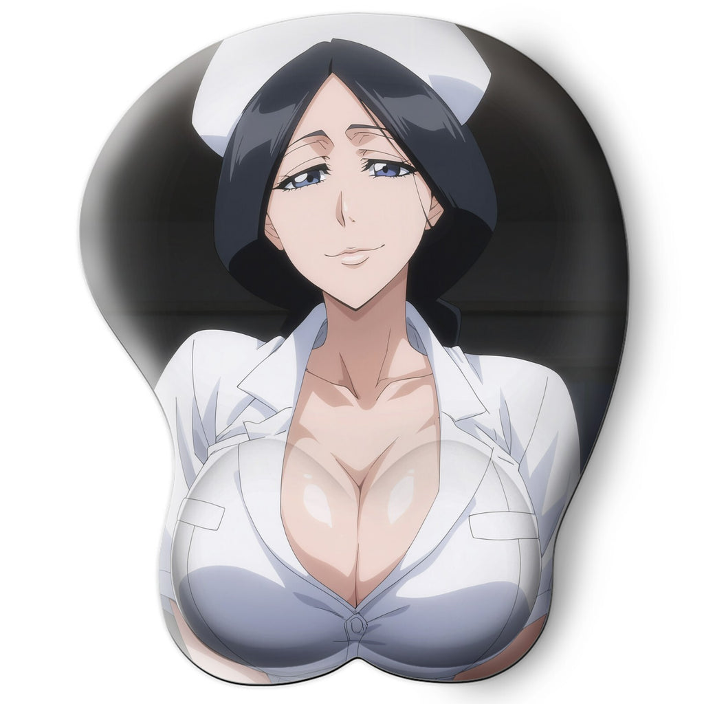 3D oppai Anime Mouse Pad with Silicone Wrist Support, Non-Slip Ergonomic Shape, Bleach Anime Character Retsu Unohana #03