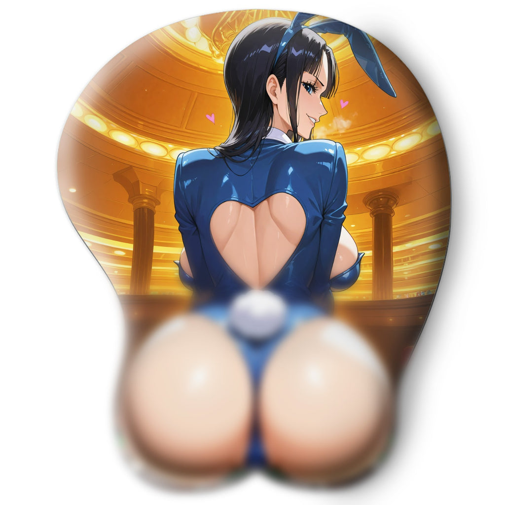 3D butt Anime Mouse Pad with Silicone Wrist Support, Non-Slip Ergonomic Shape, One Piece anime Character Robin #02