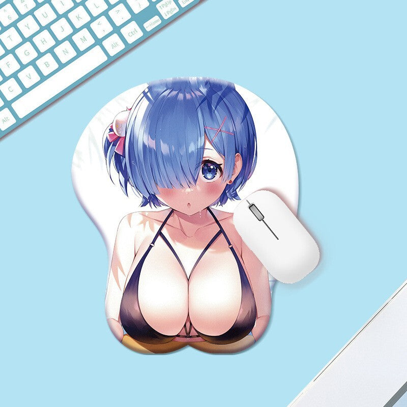 3D Oppai Anime Mouse Pad with Wrist Rest by Rem from Re:zero #01