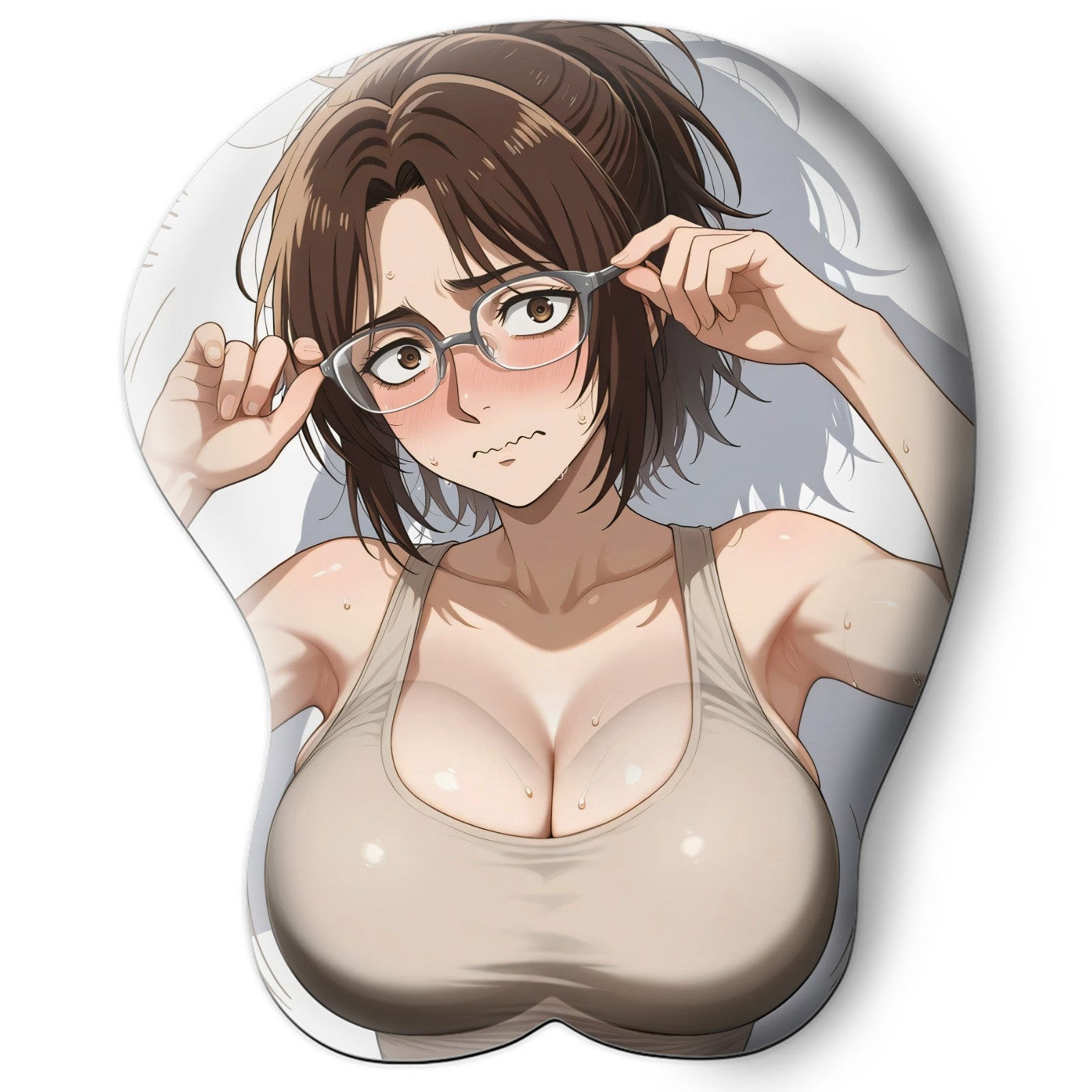 3D oppai Anime Mouse Pad with Silicone Wrist Support, Non-Slip Ergonomic Shape, Attack on Titan anime CharacterHange #01