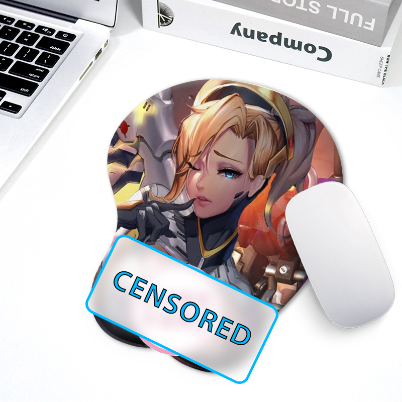 3D oppai Anime Mouse Pad with Wrist Rest by Overwatch Mercy #02