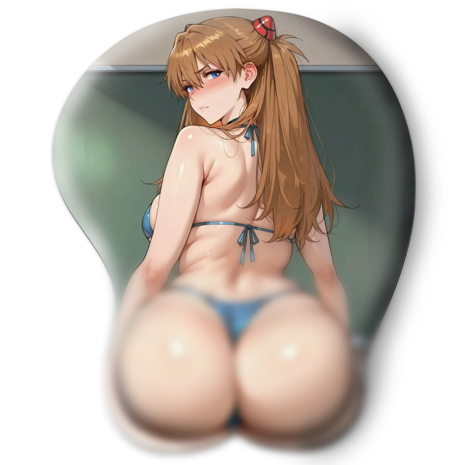 3D butt Anime Mouse Pad with Silicone Wrist Support, Non-Slip Ergonomic Shape, Evangelion anime Character Azuka #02