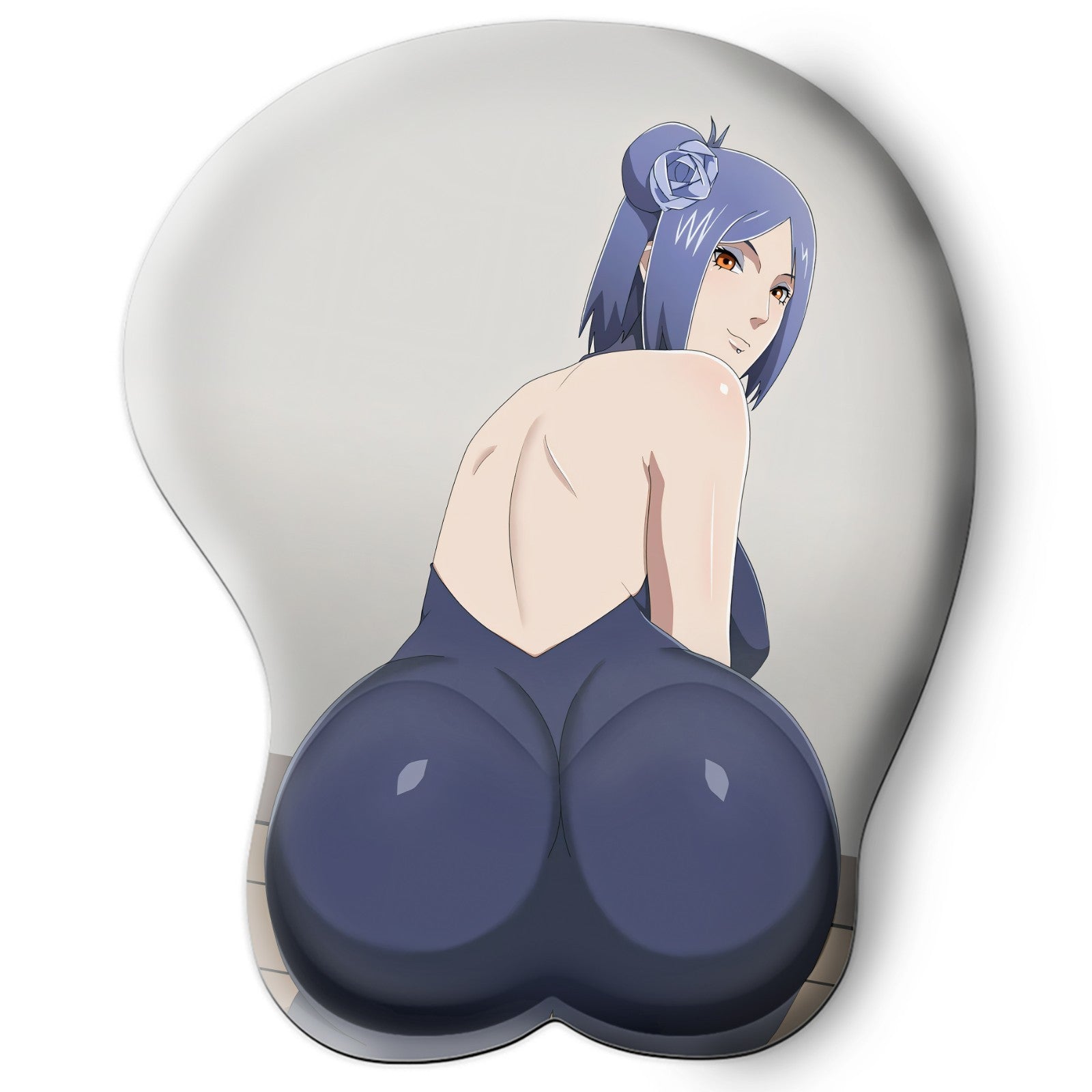 3D butt Anime Mouse Pad with Silicone Wrist Support, Non-Slip Ergonomic Shape, Naruto anime Character Konan #02