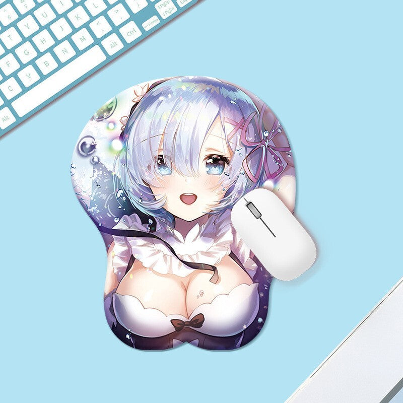 3D Oppai Anime Mouse Pad with Wrist Rest by Rem from Re:zero #01