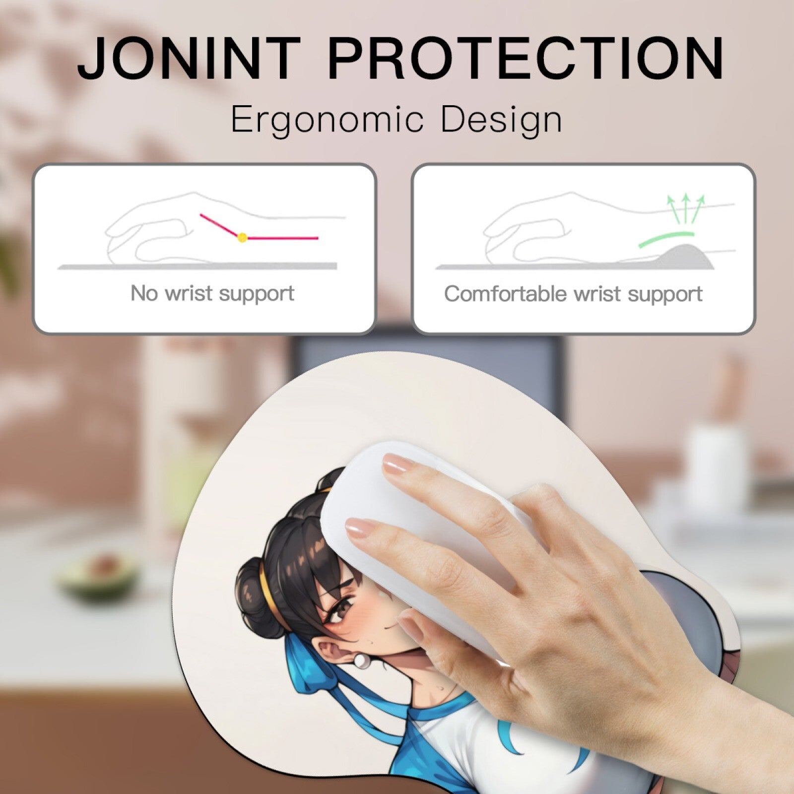 3D Oppai Anime Mouse Pad with Wrist Rest by Street Fighter Chun-li #01