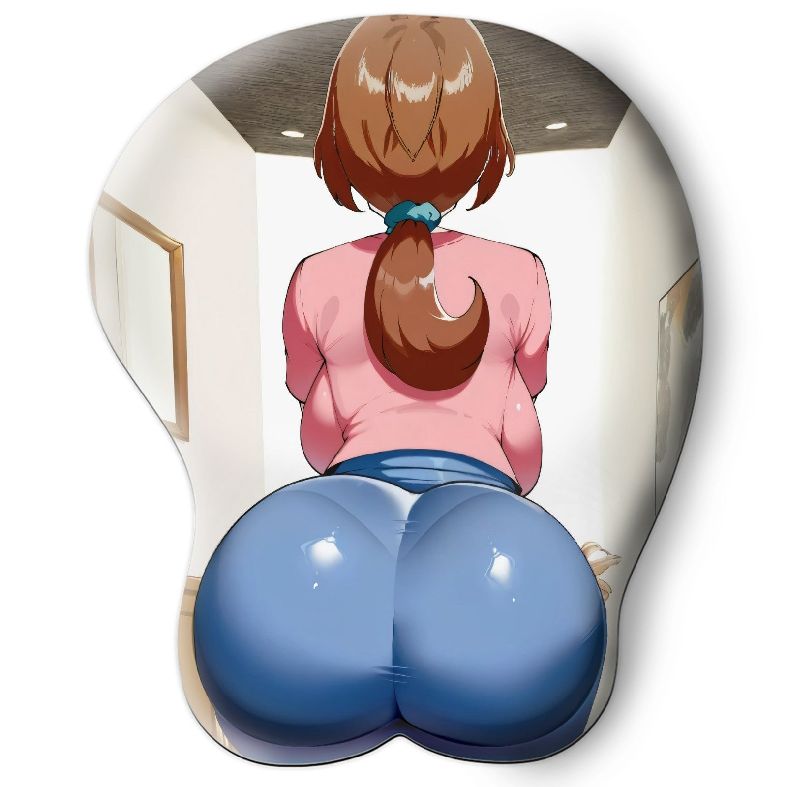3D butt Anime Mouse Pad with Silicone Wrist Support, Non-Slip Ergonomic Shape, Pokemon anime Character Delia #02