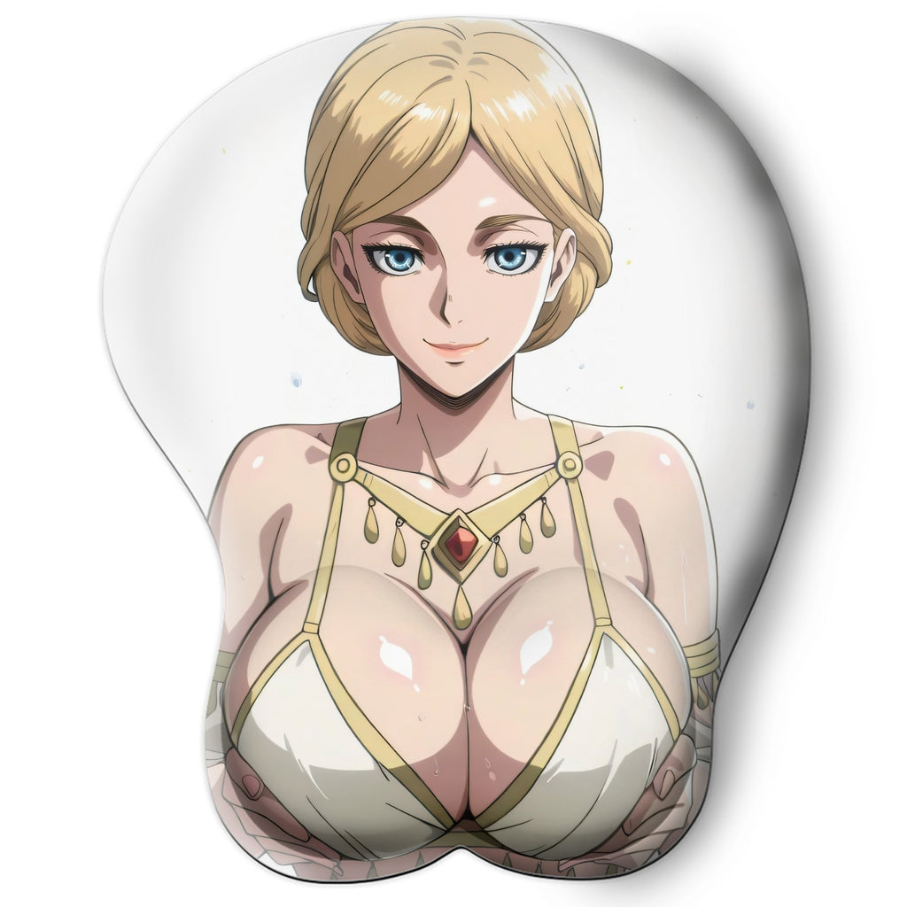3D oppai Anime Mouse Pad with Silicone Wrist Support, Non-Slip Ergonomic Shape, Attack on Titan anime Character Historia #01