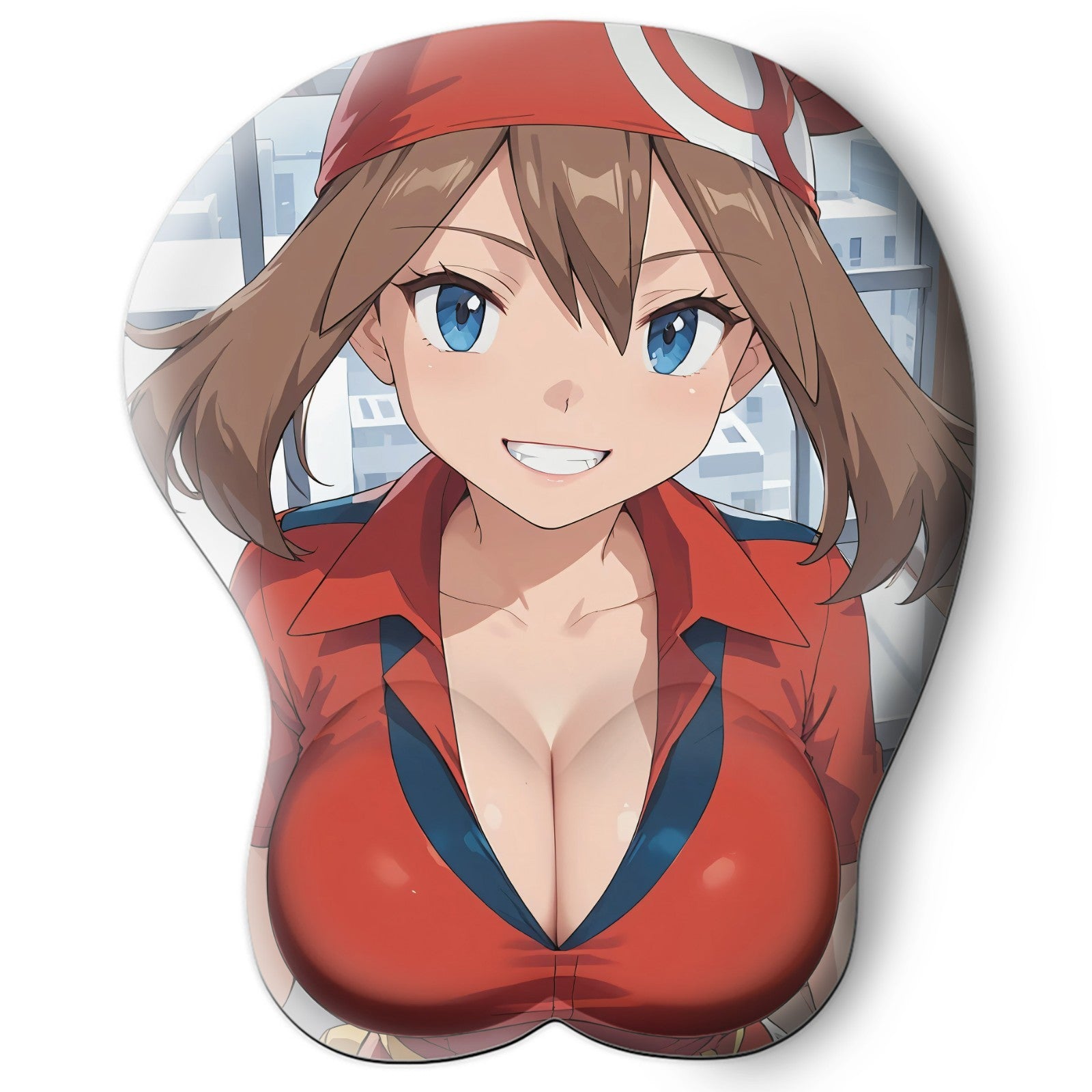 3D oppai Anime Mouse Pad with Silicone Wrist Support, Non-Slip Ergonomic Shape, Pokemon Anime Character May #01