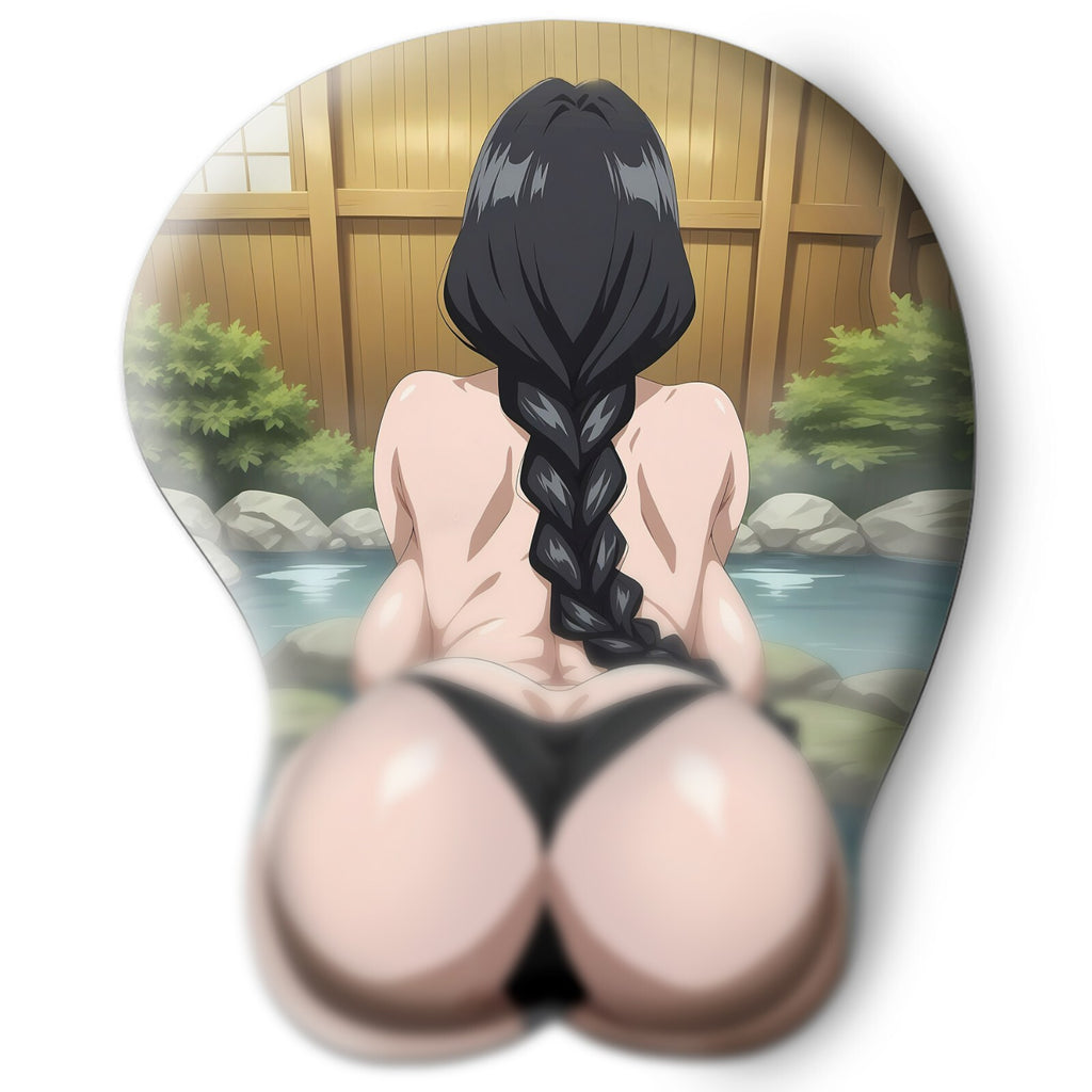 3D butt Anime Mouse Pad with Silicone Wrist Support, Non-Slip Ergonomic Shape, Bleach anime Character Unohana Retsu #04