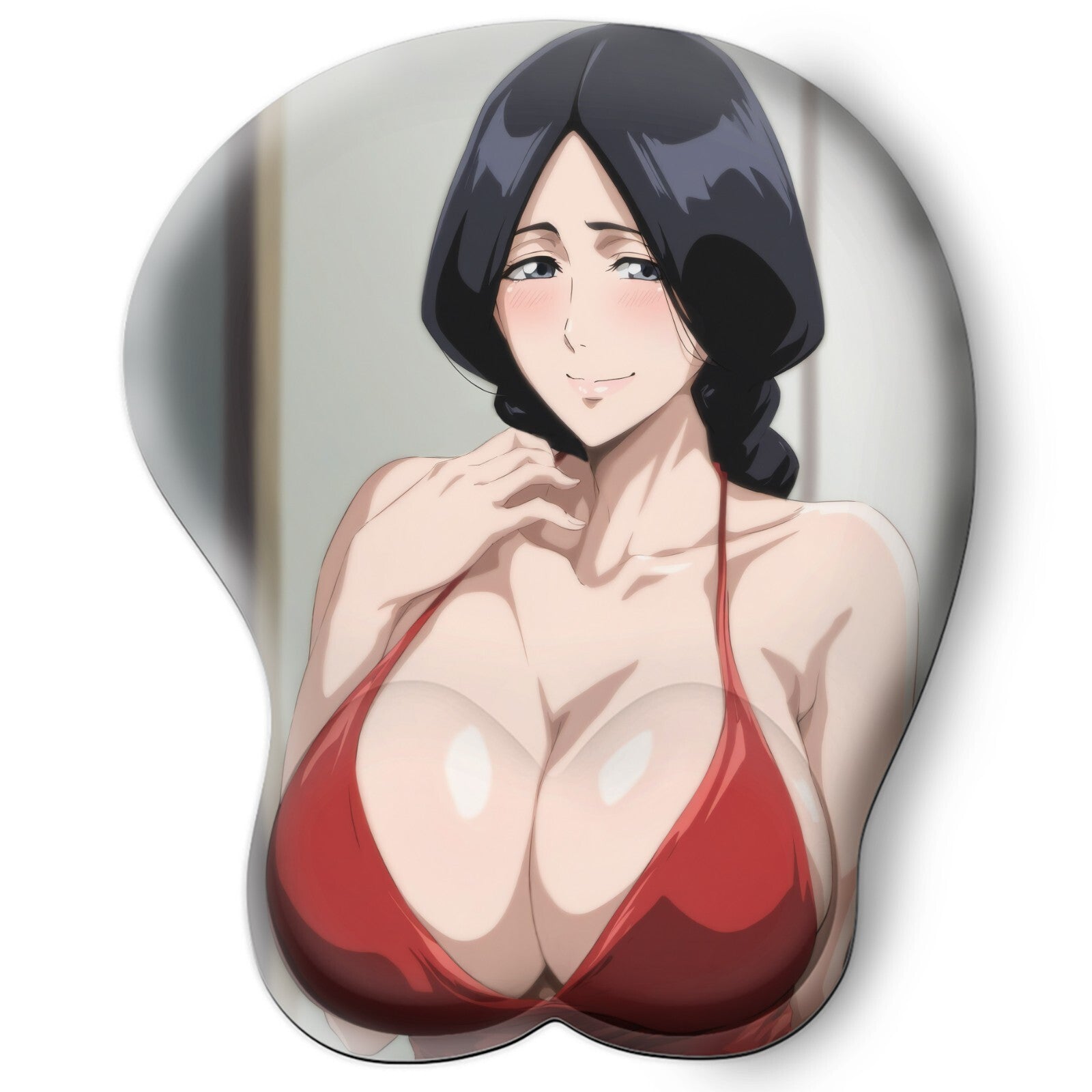 3D oppai Anime Mouse Pad with Silicone Wrist Support, Non-Slip Ergonomic Shape, Bleach Anime Character Retsu Unohana #01