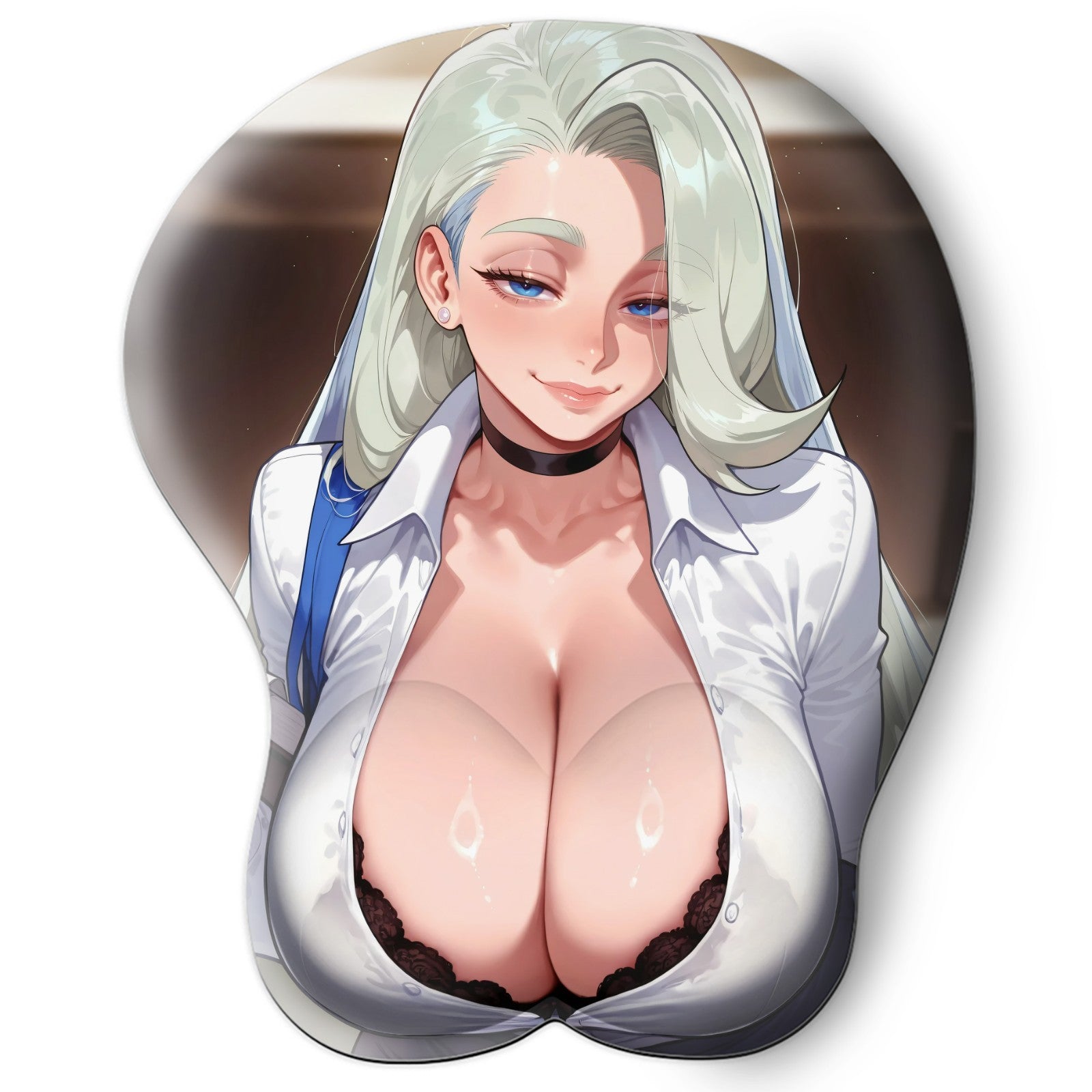 3D oppai Anime Mouse Pad with Silicone Wrist Support, Non-Slip Ergonomic Shape, Pokemon Anime Character Melony #01