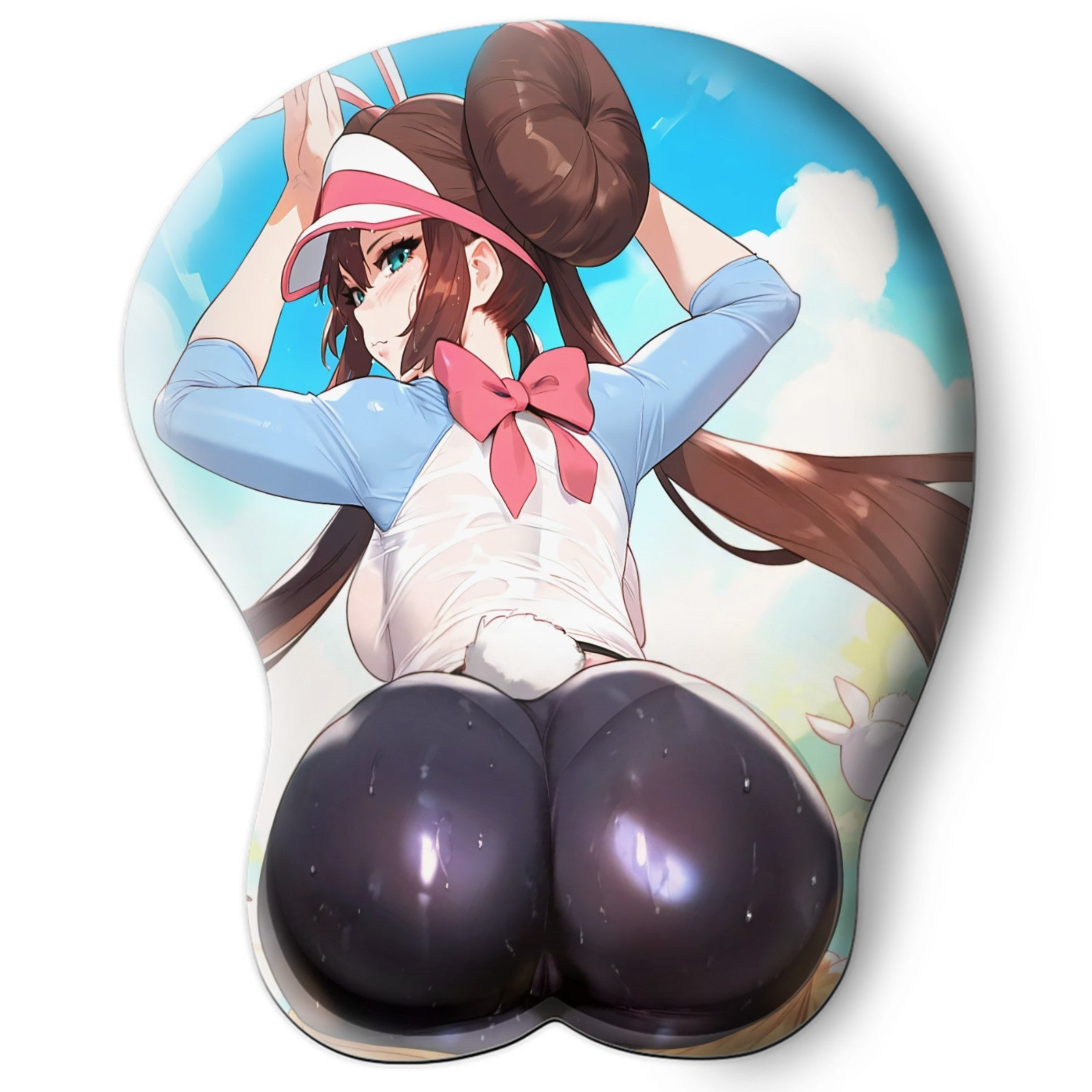 3D butt Anime Mouse Pad with Silicone Wrist Support, Non-Slip Ergonomic Shape, Pokemon anime Character Rosa #02