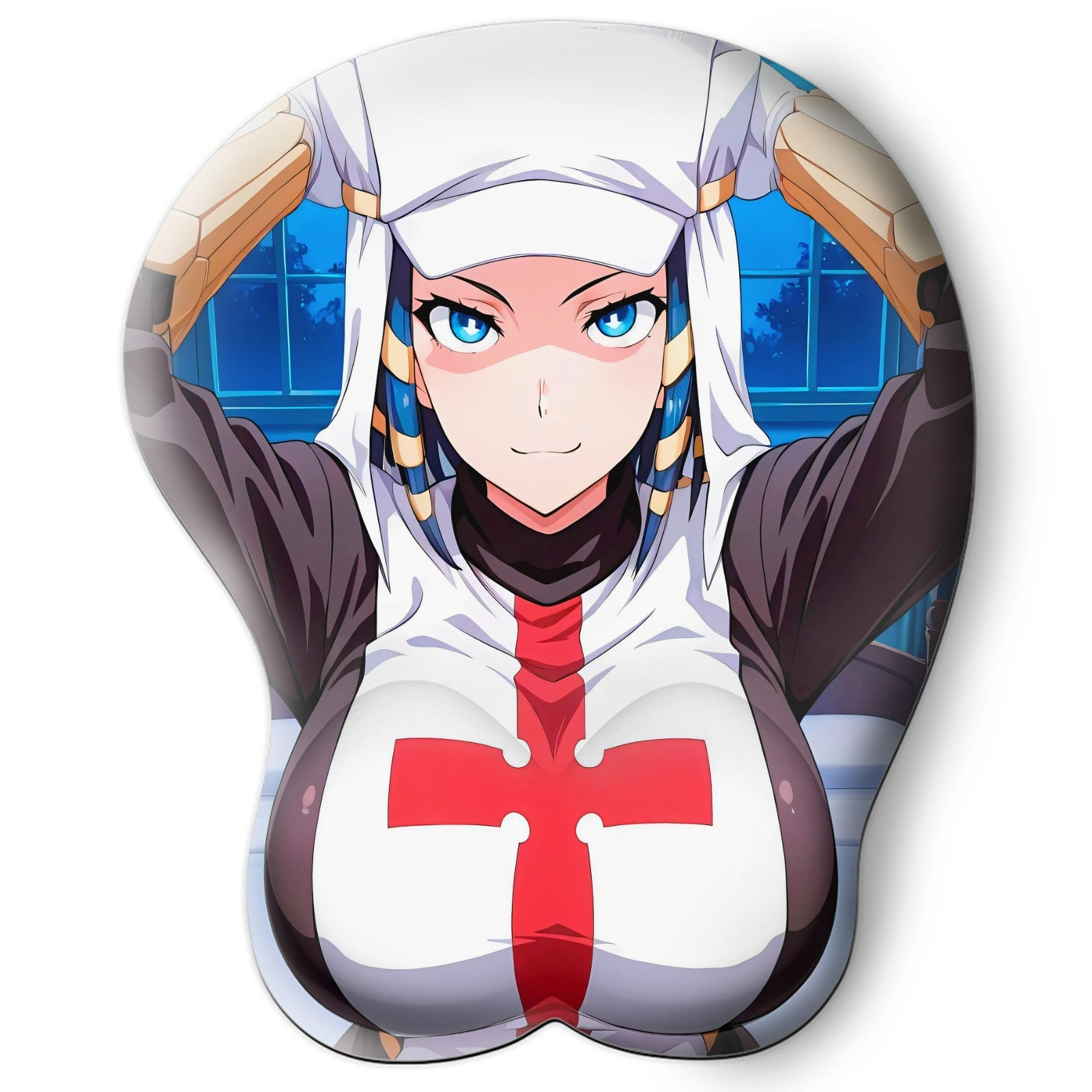 3D oppai Anime Mouse Pad with Silicone Wrist Support, Non-Slip Ergonomic Shape, Fire ForceAnime Character Arrow #01