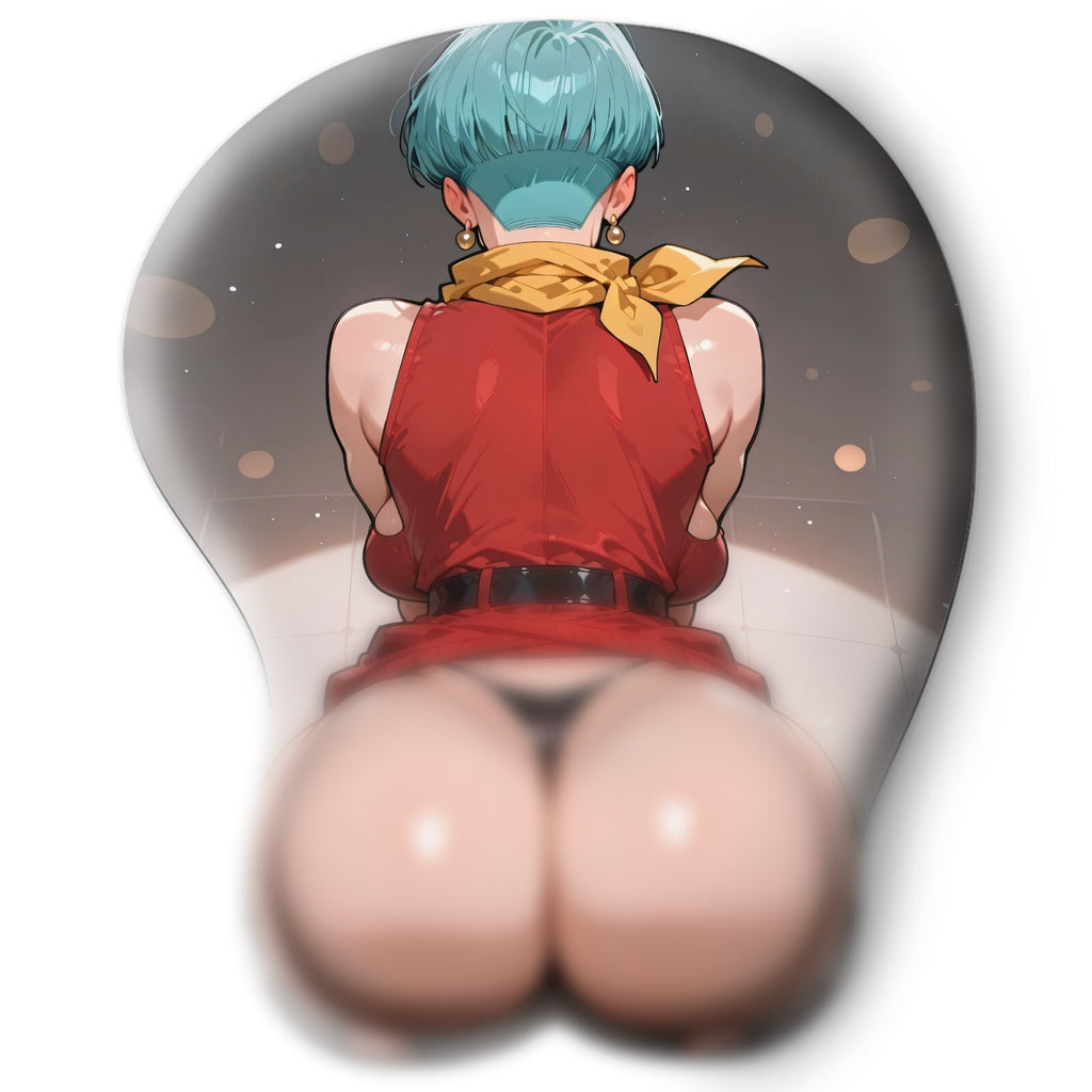 3D butt Anime Mouse Pad with Silicone Wrist Support, Non-Slip Ergonomic Shape, Dragon Ball anime Character Bulma #02