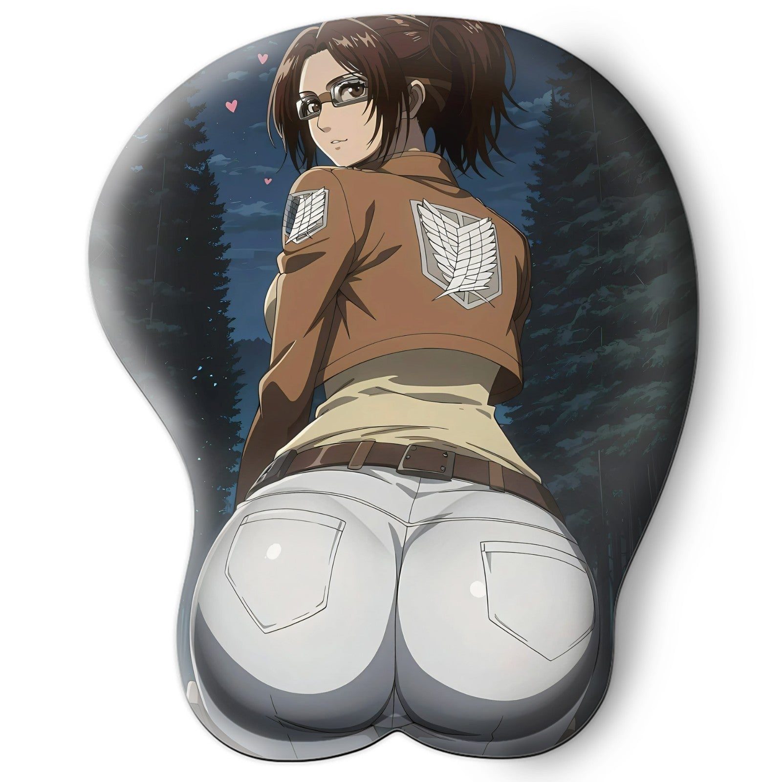 3D butt Anime Mouse Pad with Silicone Wrist Support, Non-Slip Ergonomic Shape, Attack on Titan anime Character Hange #02
