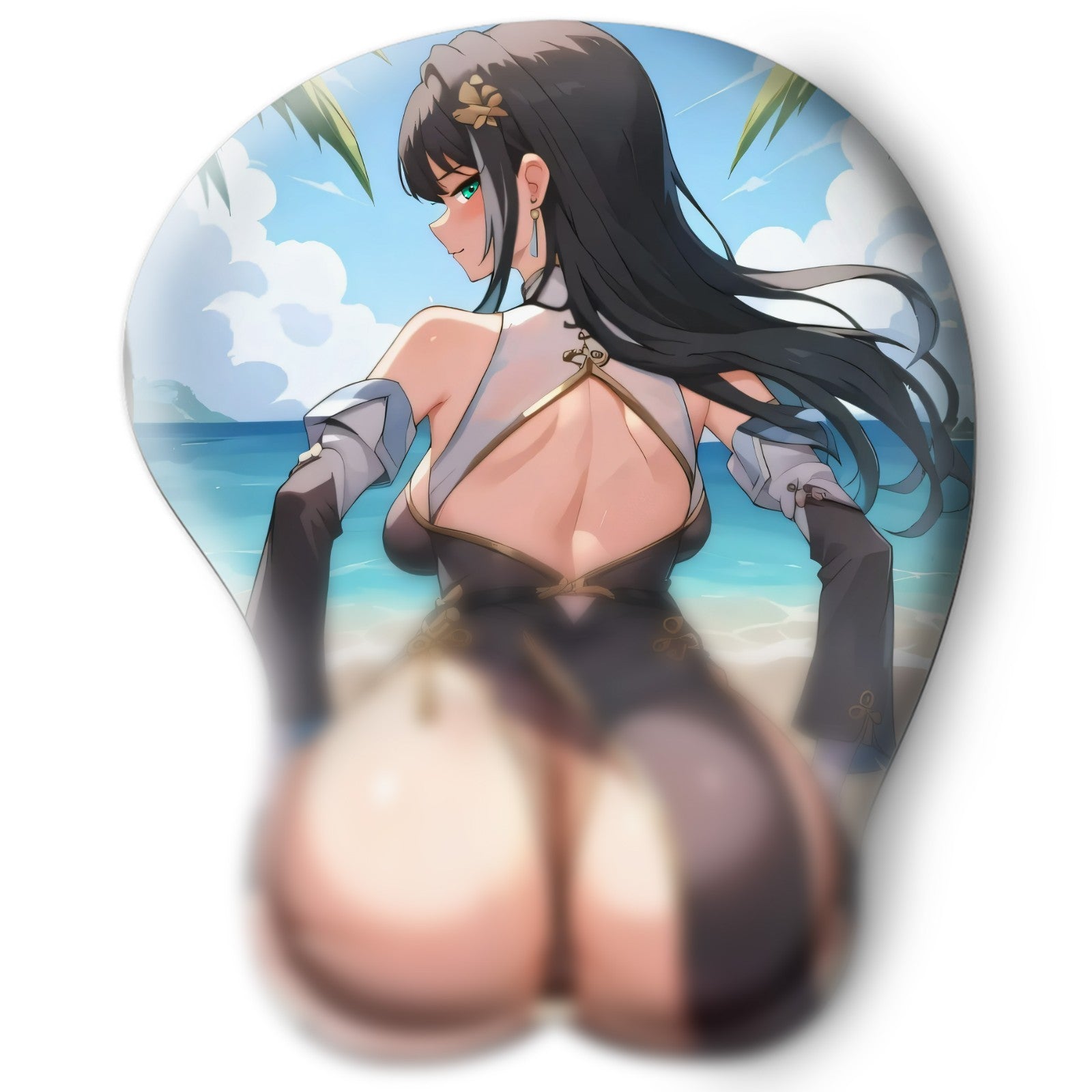 3D butt Anime Mouse Pad with Wrist Rest by Wuthering Waves Baizhi #02