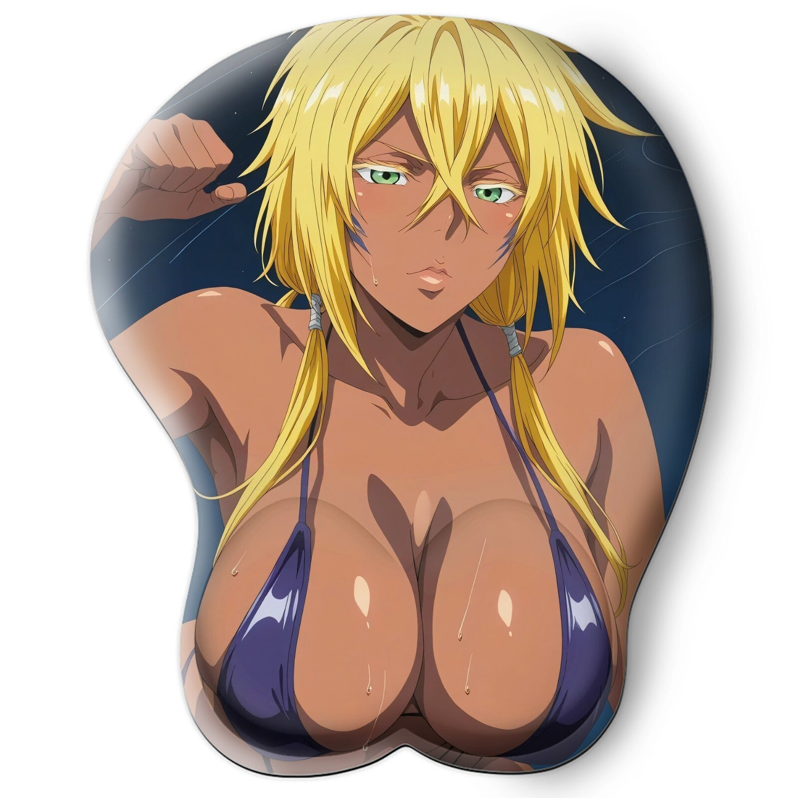 3D oppai Anime Mouse Pad with Silicone Wrist Support, Non-Slip Ergonomic Shape, Bleach anime Character Harribel  #03
