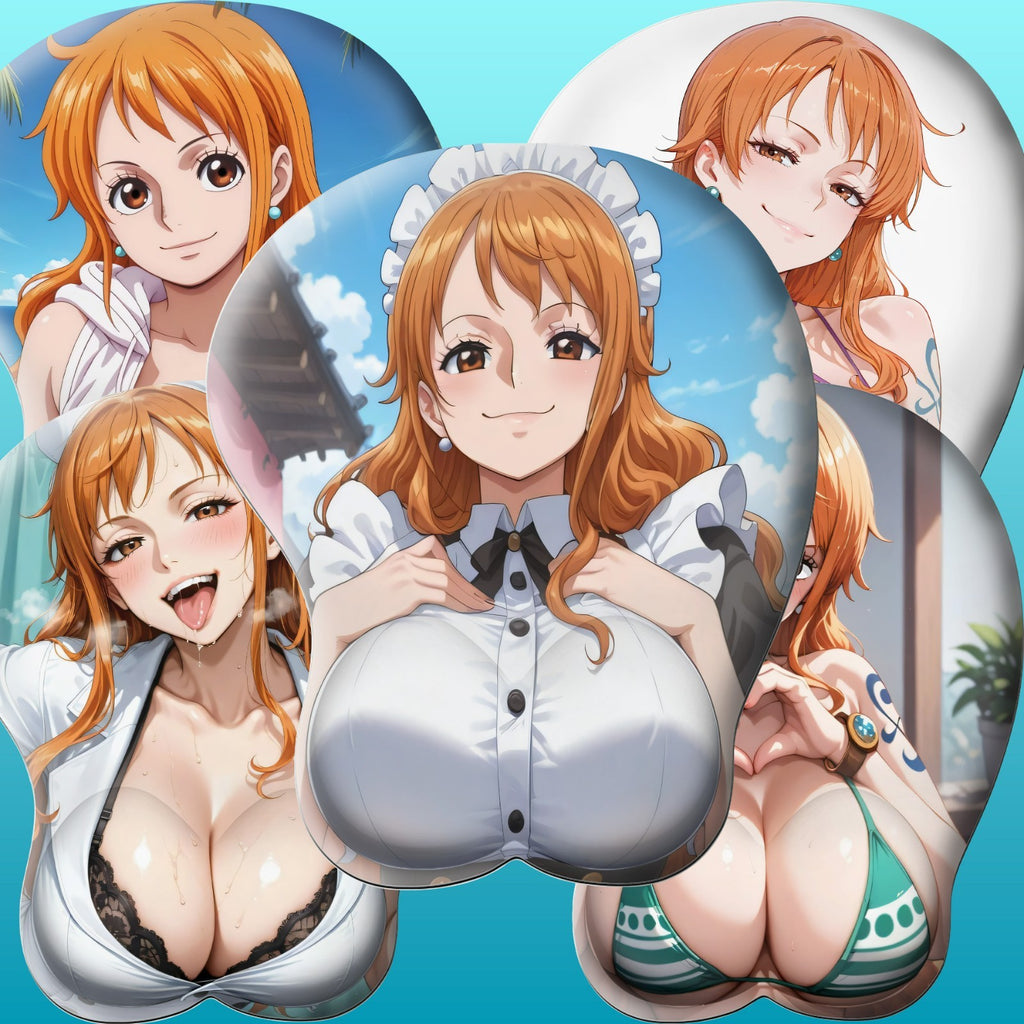 3D Oppai Anime Mouse Pad with Ergonomic Wrist Support XL, New Nami #01