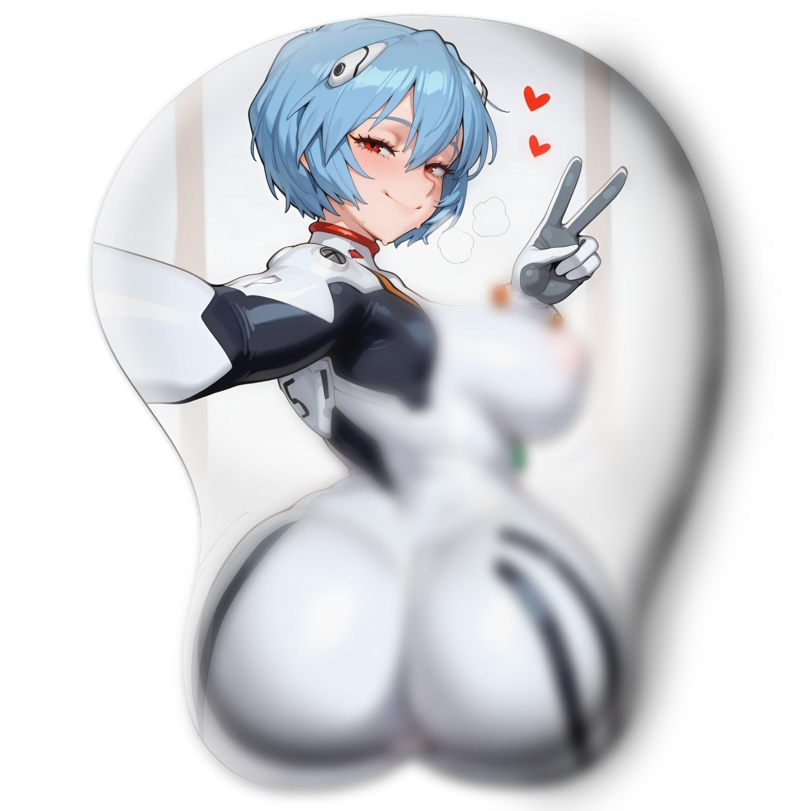 3D butt Anime Mouse Pad with Silicone Wrist Support, Non-Slip Ergonomic Shape, Evangelion anime Character Rei Ayanami #02