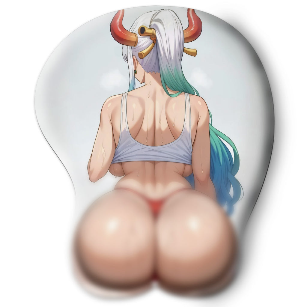 3D butt Anime Mouse Pad with Silicone Wrist Support, Non-Slip Ergonomic Shape, One Piece anime Character Yamato #02