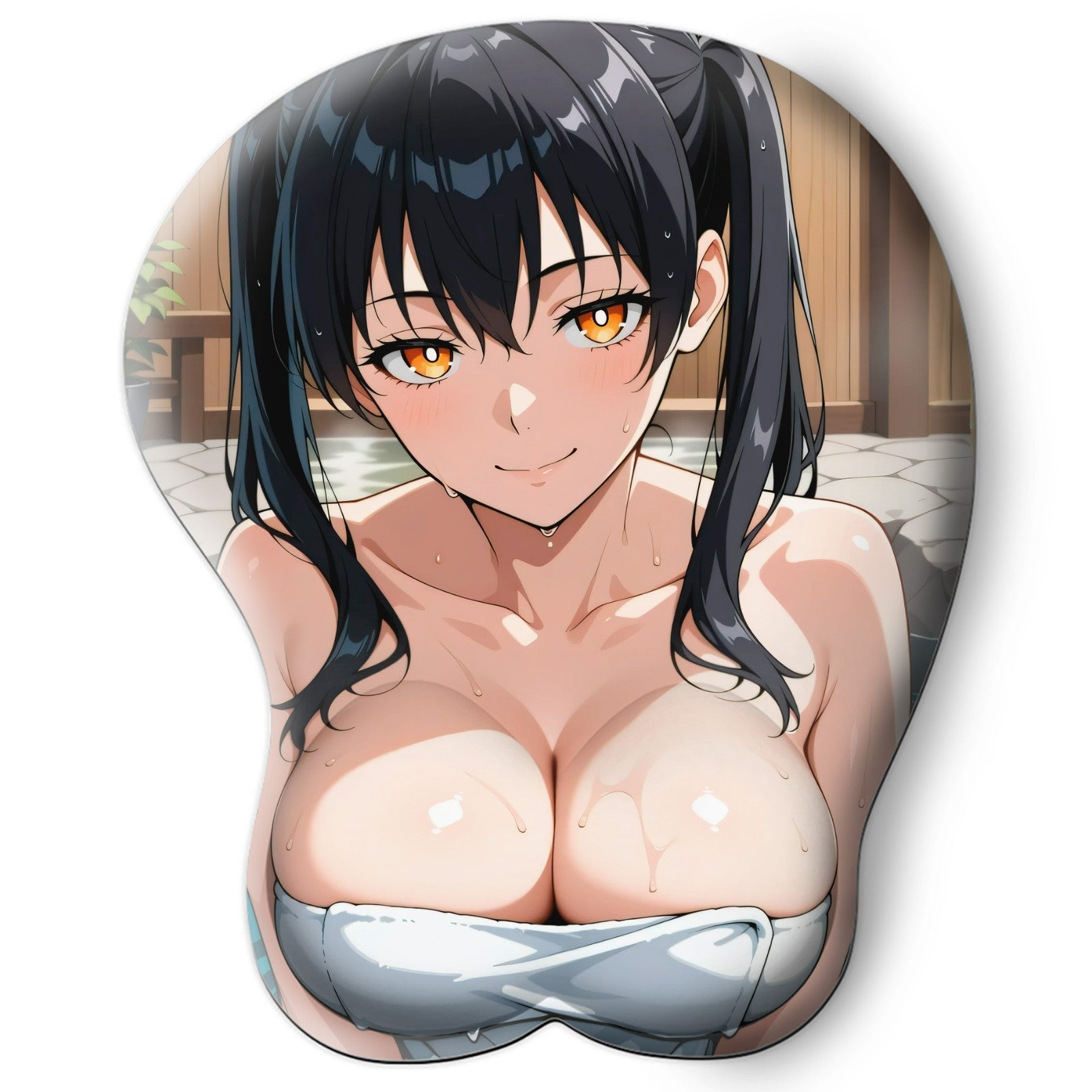 3D oppai Anime Mouse Pad with Silicone Wrist Support, Non-Slip Ergonomic Shape, Fire Force Anime Character Tamaki Kotatsu #01