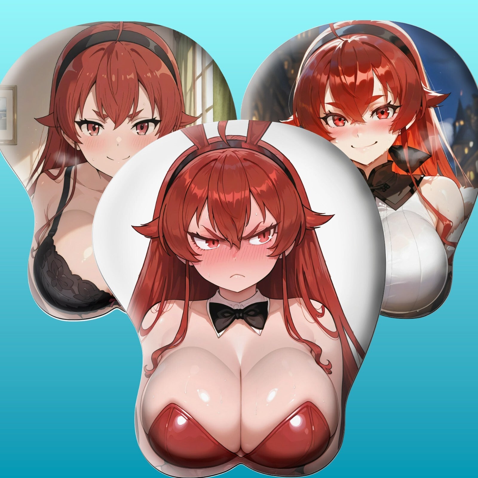 3D oppai Anime Mouse Pad with Wrist Rest by Mushoku Tensei Eris Greyrat #01